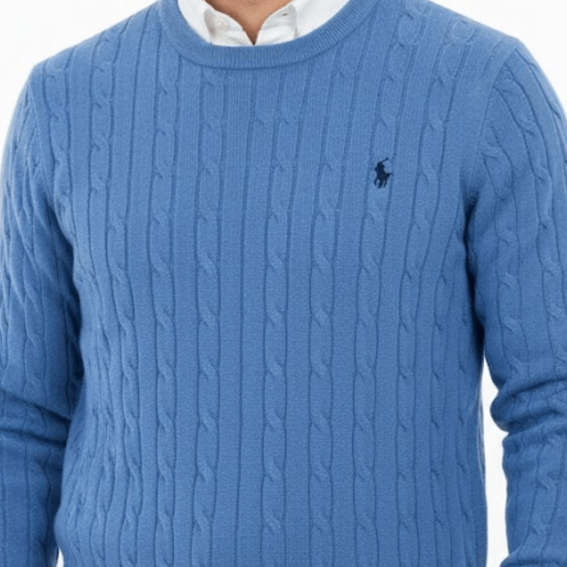 Pull Homme Maille Torsadée - Bleu Ciel Élégant