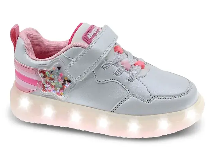 Baskets Lumineuses Beppi "Star Magic" pour Filles - Gris et Rose