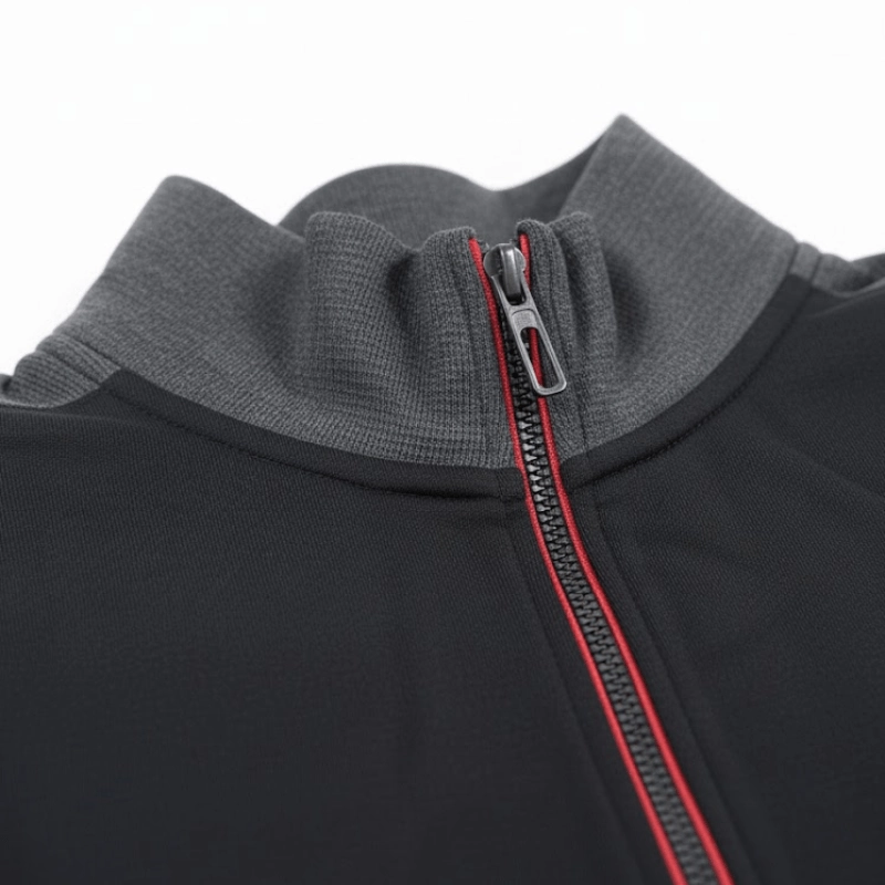 Sweat-shirt Noir Élite Quart-Zip & Col Contraste