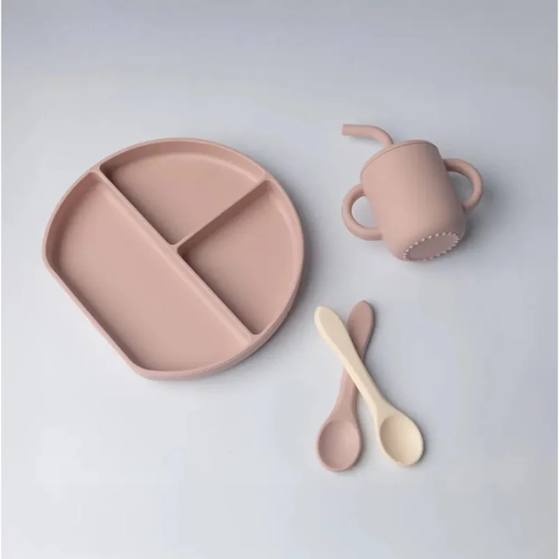 🍼 Coffret repas en silicone – Blush (6 mois +)