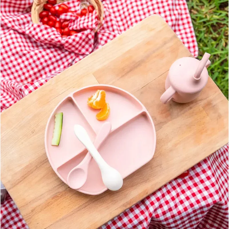 🍼 Coffret repas en silicone – Blush (6 mois +)
