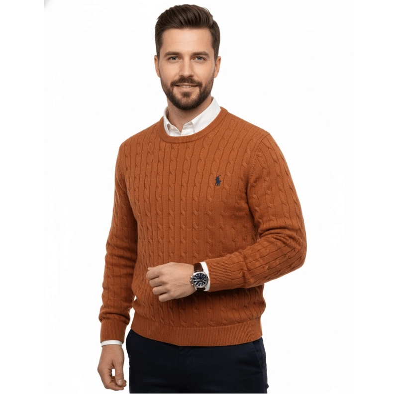 Pull en Maille Torsadée Homme - Style Classique Polo