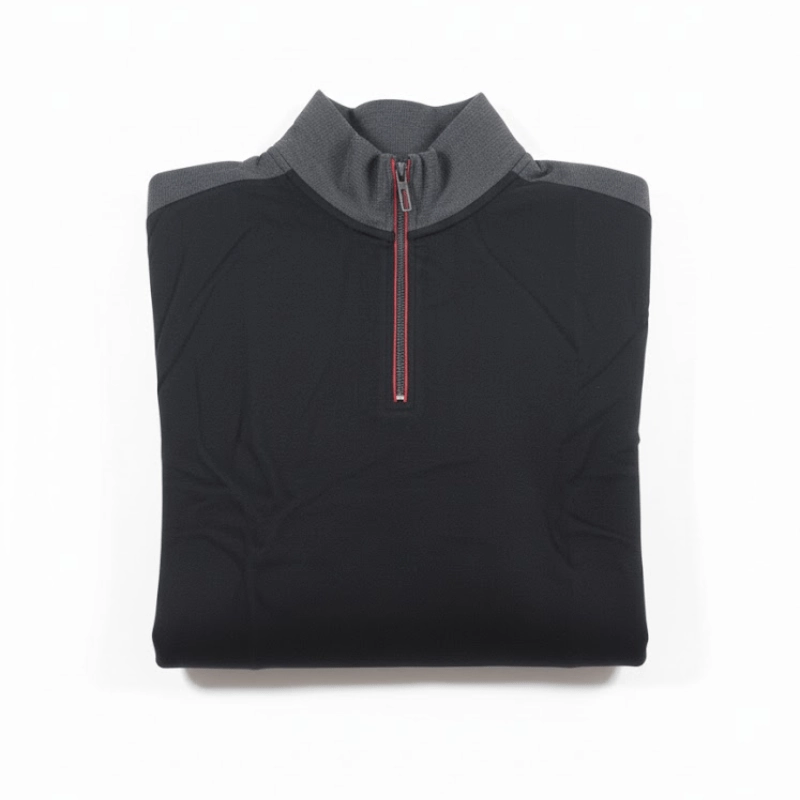 Sweat-shirt Noir Élite Quart-Zip & Col Contraste