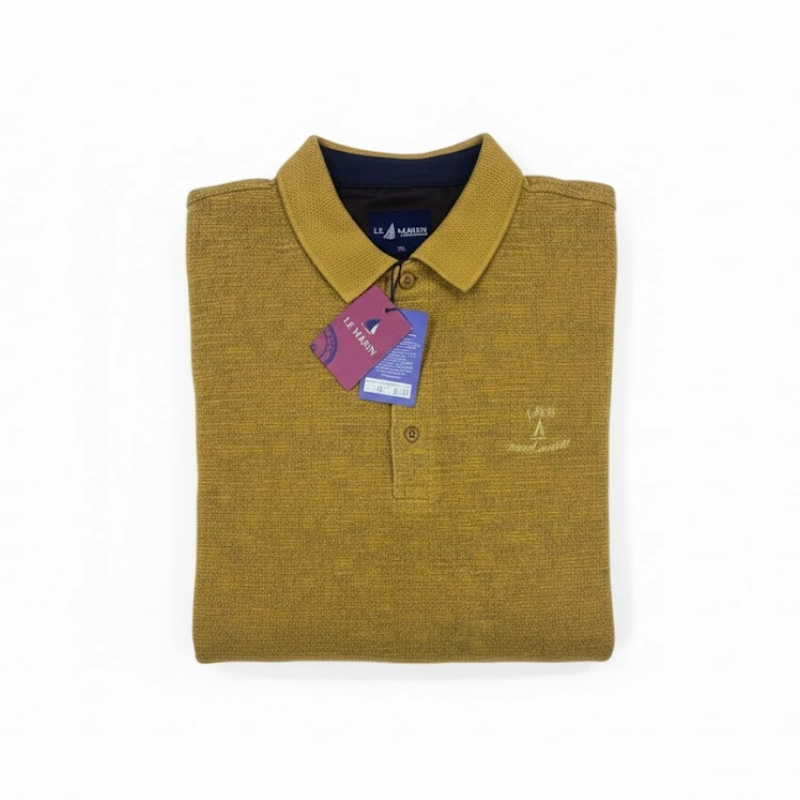 Polo homme manches longues – Style moderne en jaune moutarde