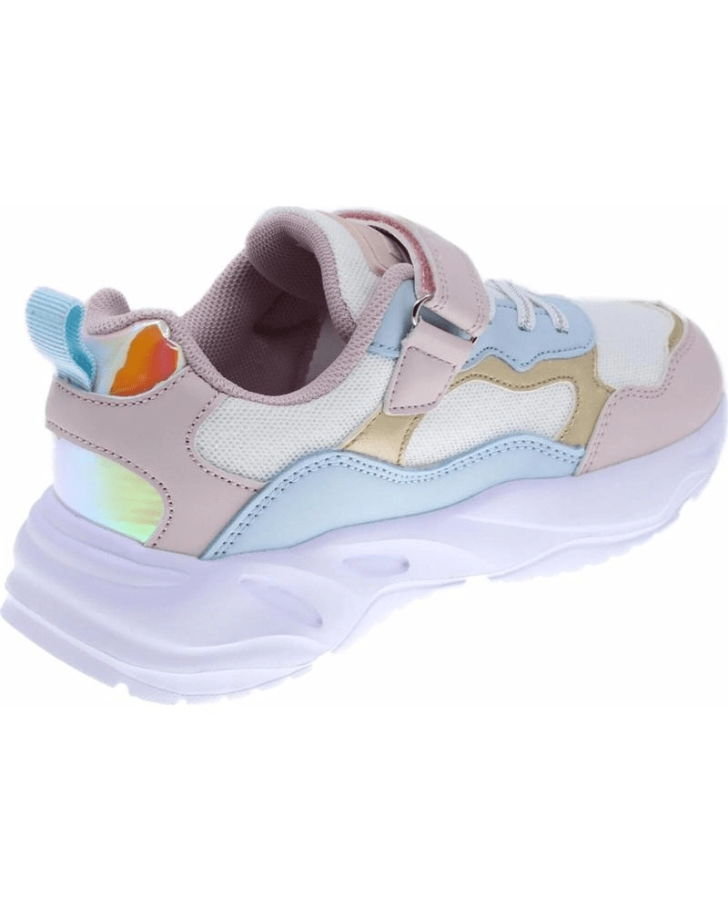 Baskets Fille Beppi - Rose Pastel, Bleu Ciel et Détails Dorés