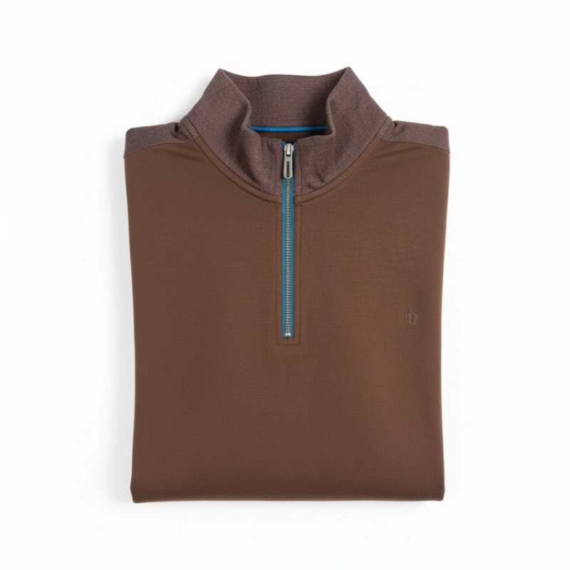 Sweat-shirt Marron Chic Quart-Zip Confort