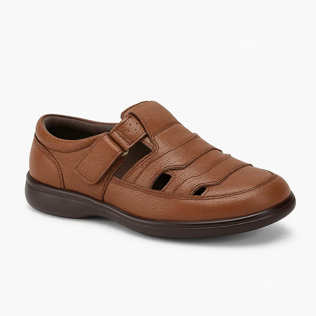 👞 Sandale confortable en cuir – style chaussure fermée