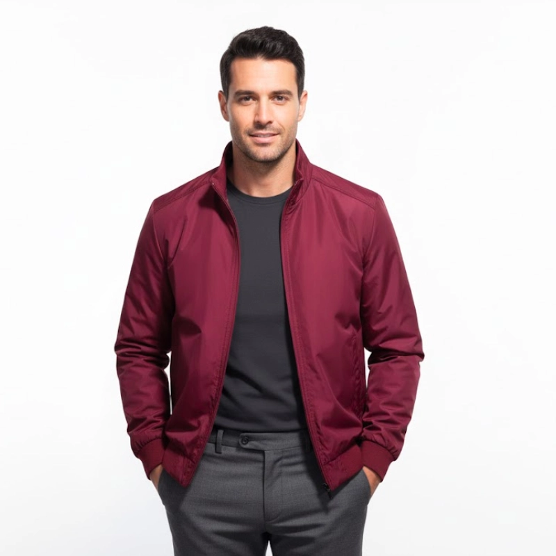 Veste zippée homme Penny Town – Style urbain en bordeaux élégant