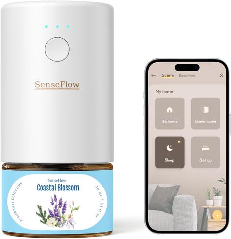 SF101S - Difusor ultrasónico de aceite esencial sin agua inteligente Wi-Fi, 100% a base de plantas, ambientador natural de 120 días y difusor de aroma de aromaterapia cubre 100㎡ para el
