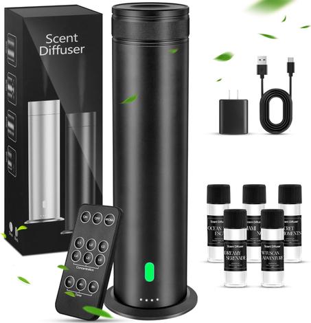 Kit de iniciación de difusor de aroma sin agua, adecuado para difusor de aire serie hogar y hotel, 800 pulgadas cuadradas de cobertura, 7 tipos de aceites esenciales perfumados, control remot