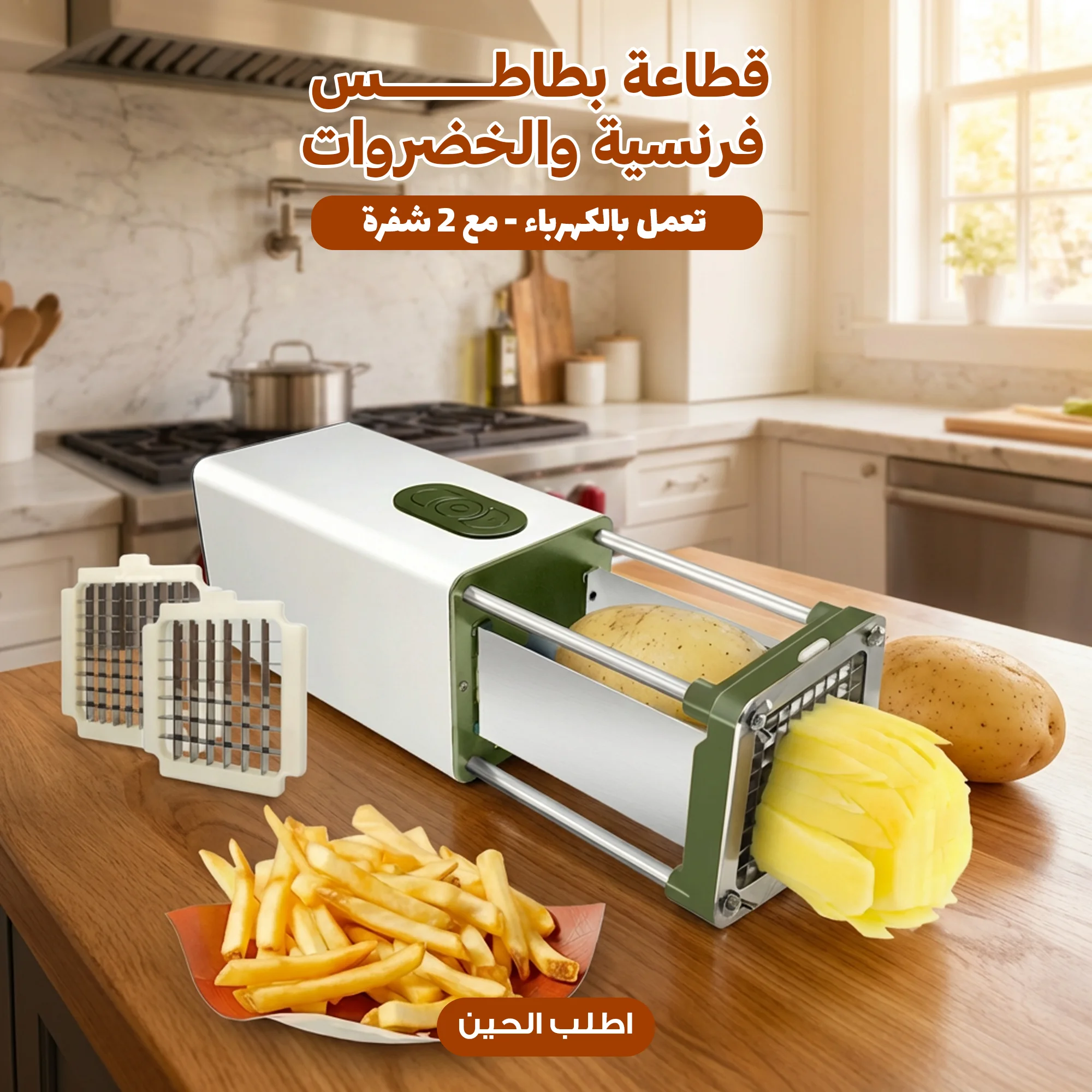 قطاعة البطاطس  والخضروات الكهربائية 2  ف 1