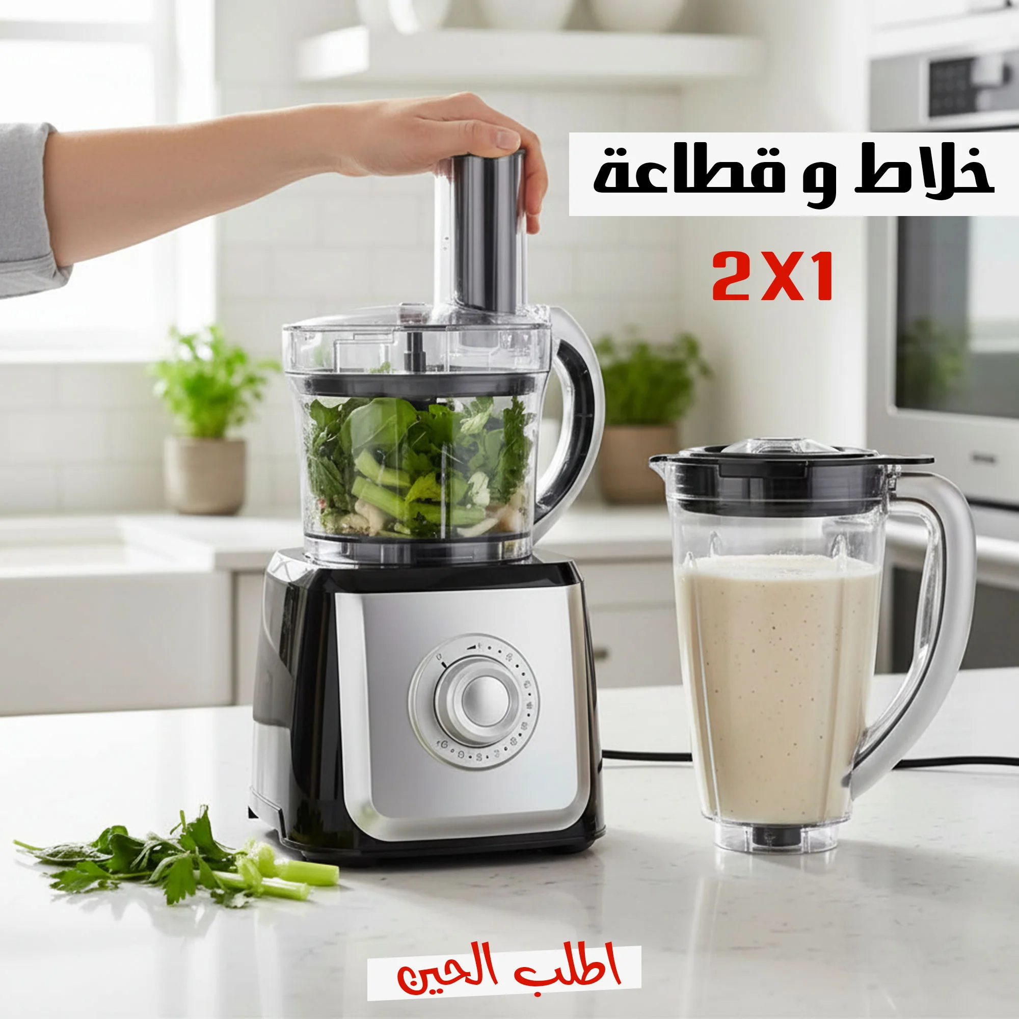 محضر الطعام وخلاط وقطاعة 2 في 1