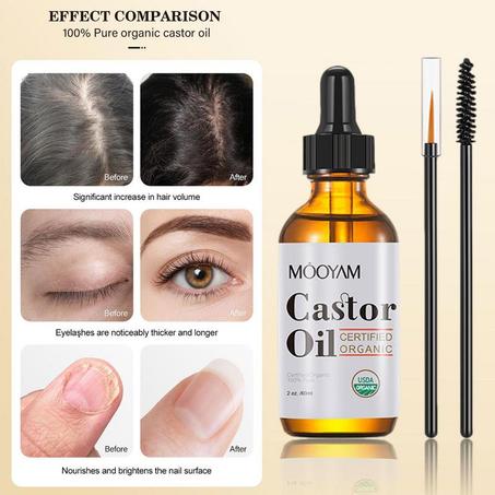 زيت الخروع للرموش والحواجب 60 مل زيت الخروع يخلق مظهرًا لرموش أطول وأغمق زيت العجلات لنمو الحواجب