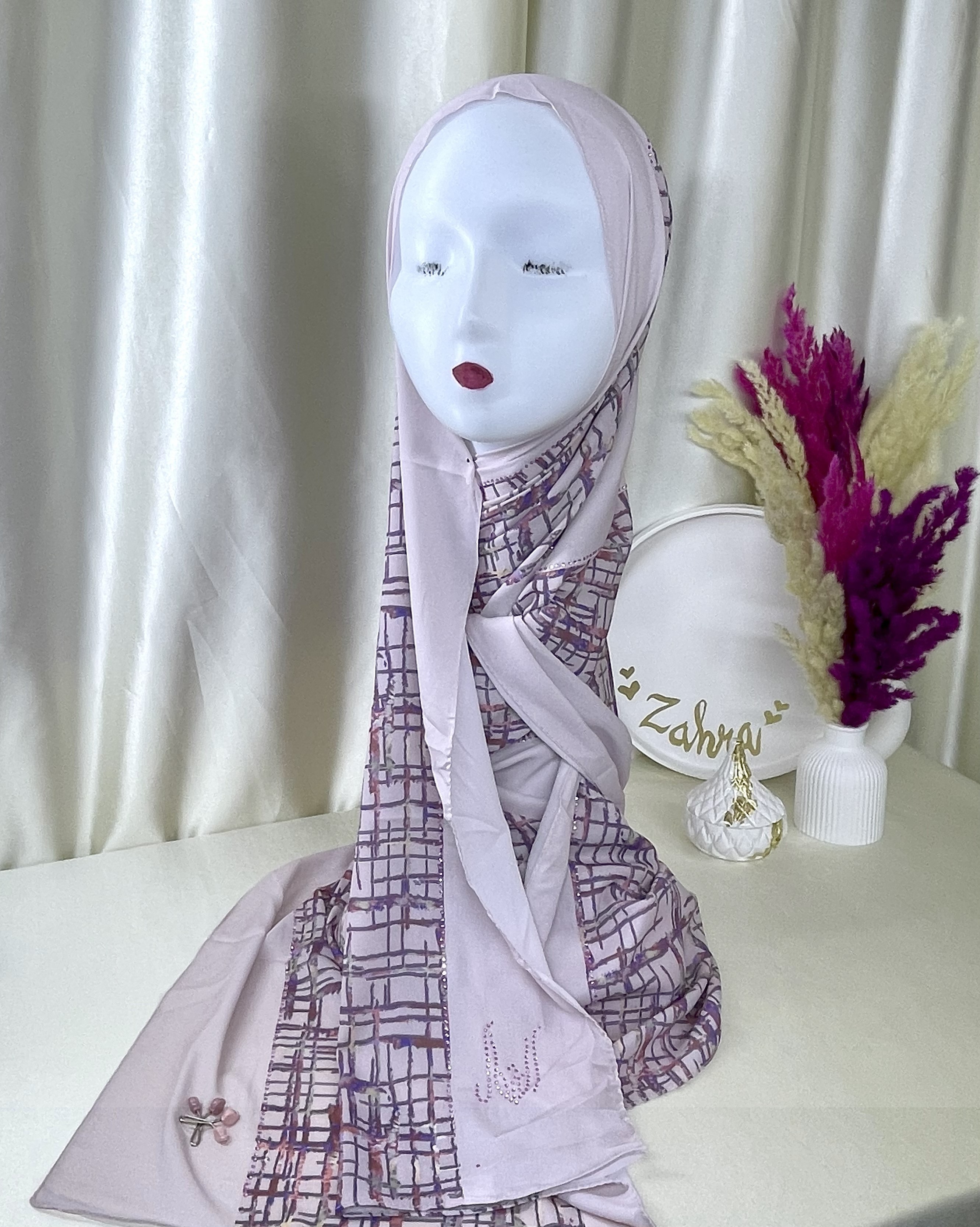 Châle demi crêpe de soie Rose dragée