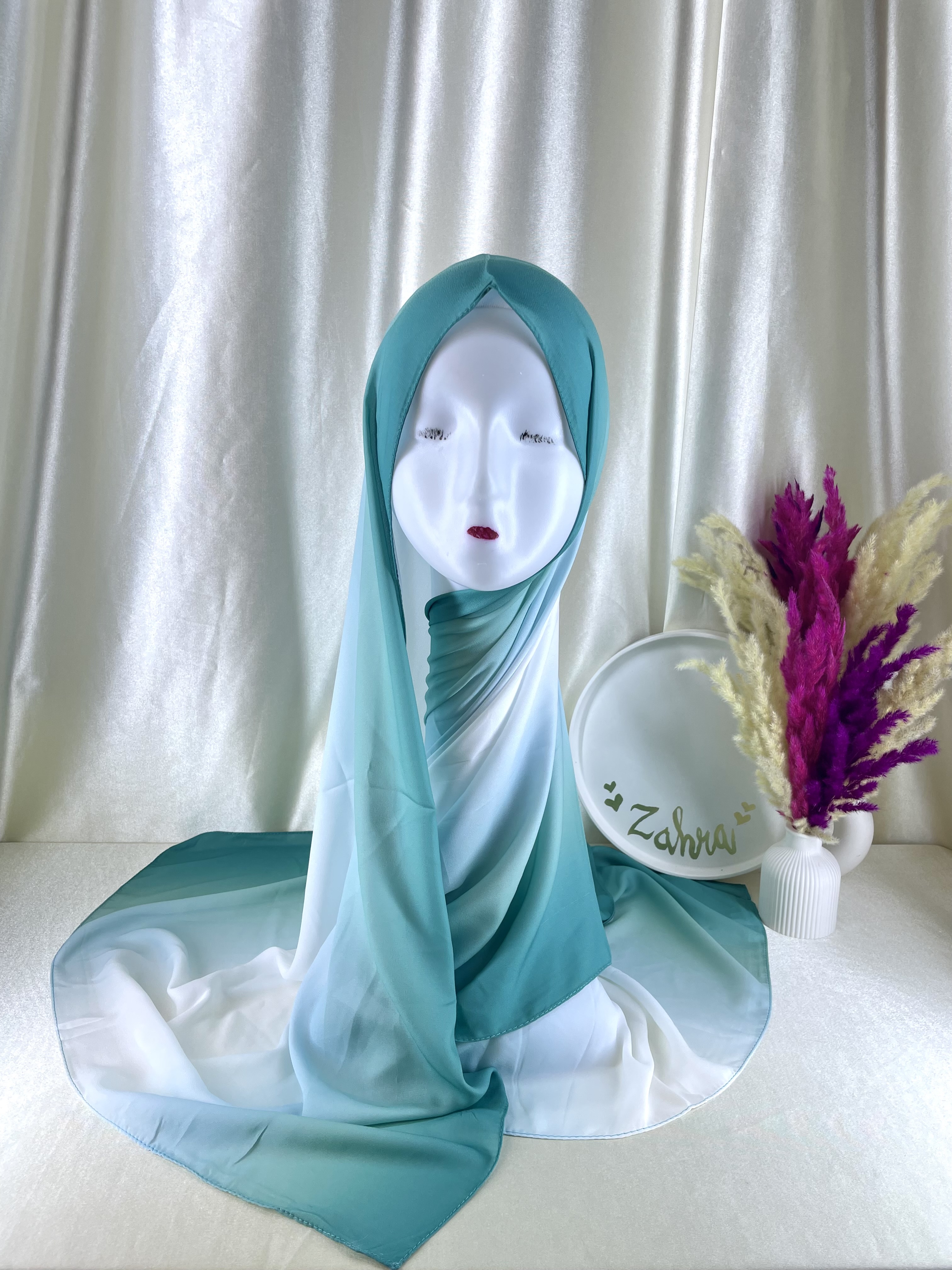 crêpe dégradé turquoise