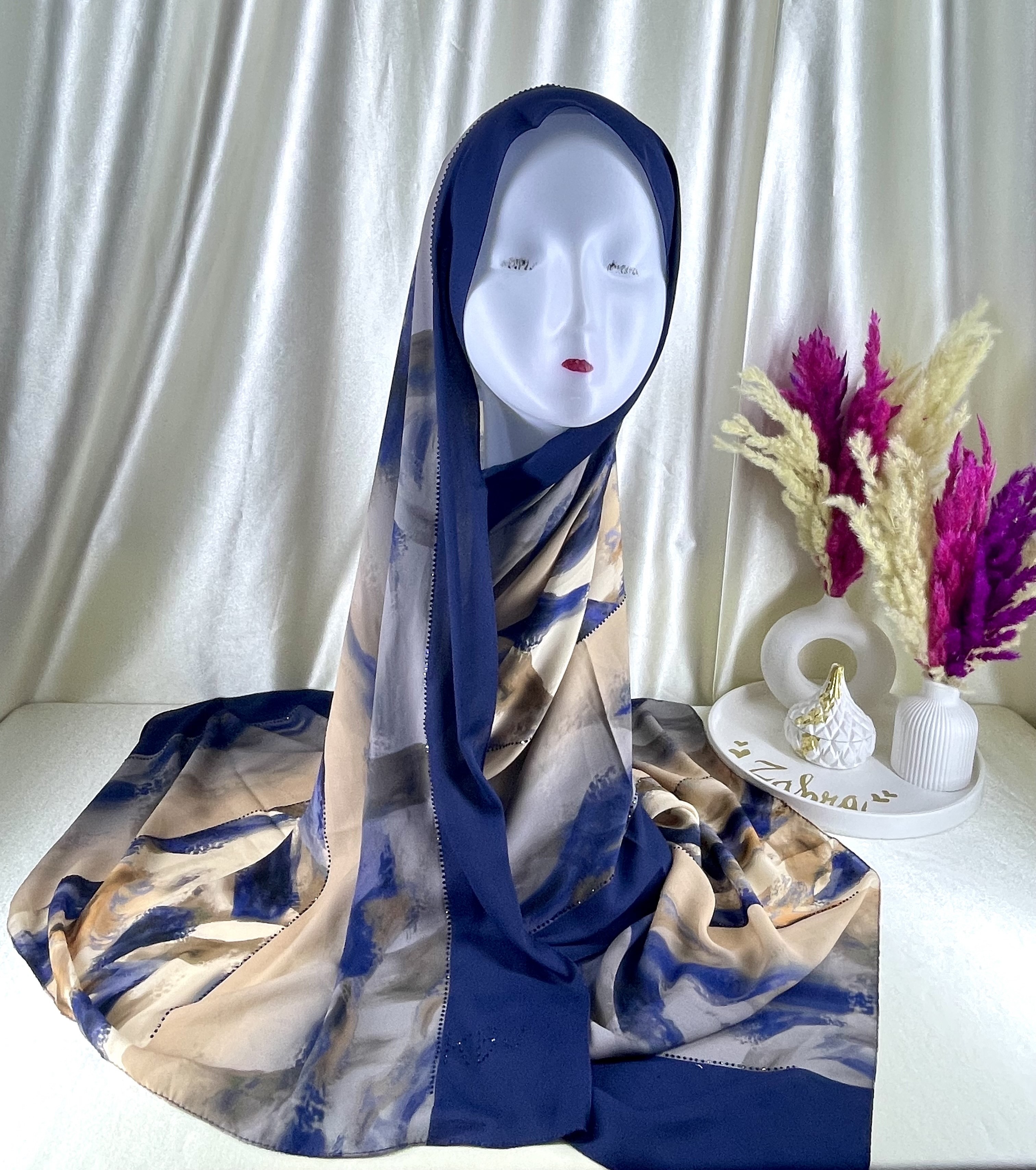 Châle demi crêpe de soie Blue nuit