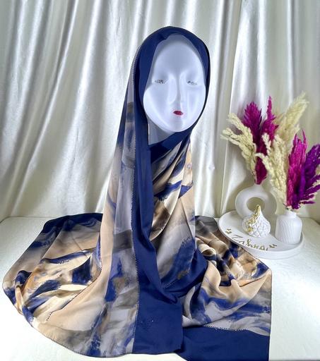 Châle demi crêpe de soie Blue nuit