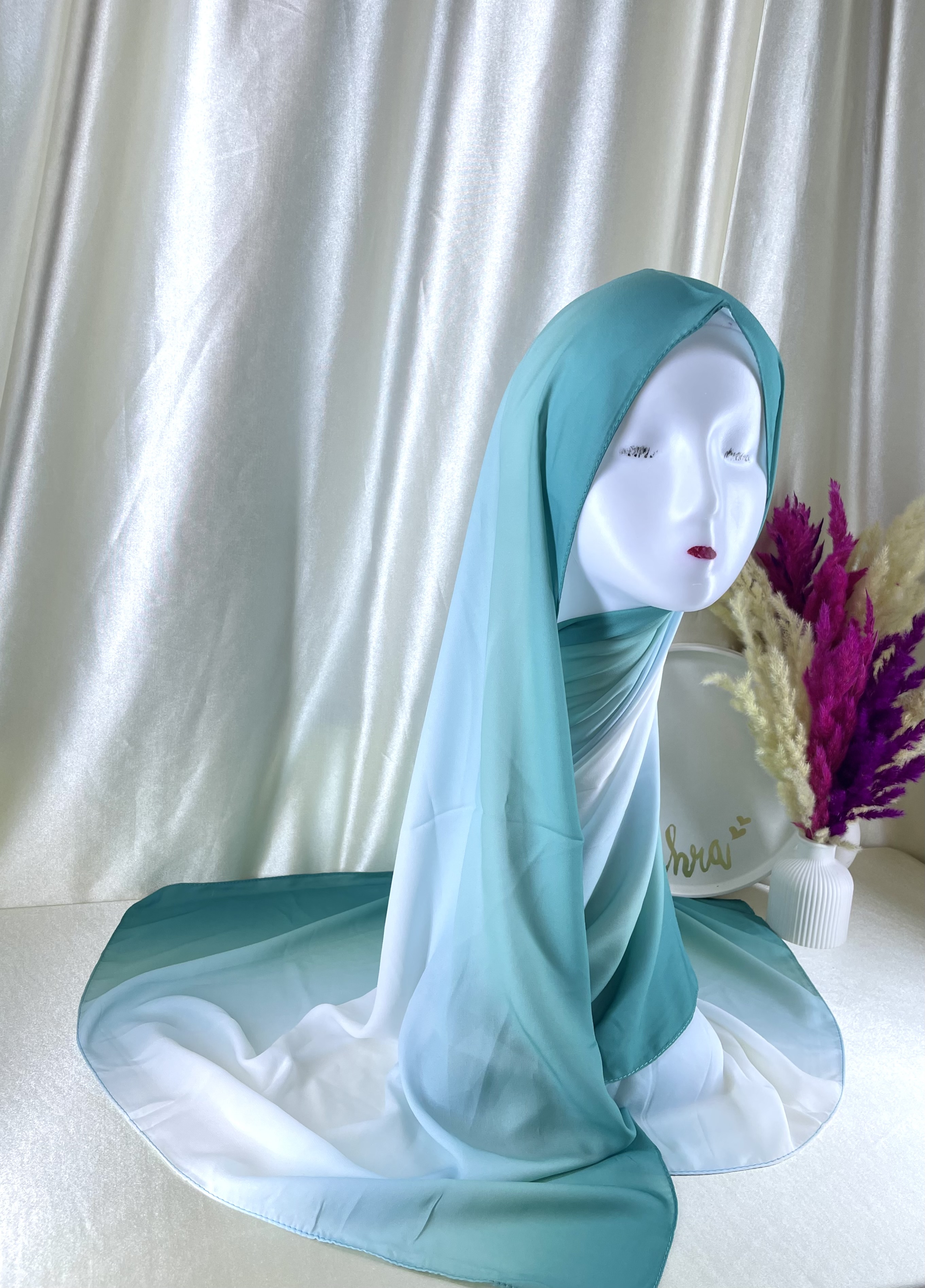 crêpe dégradé turquoise