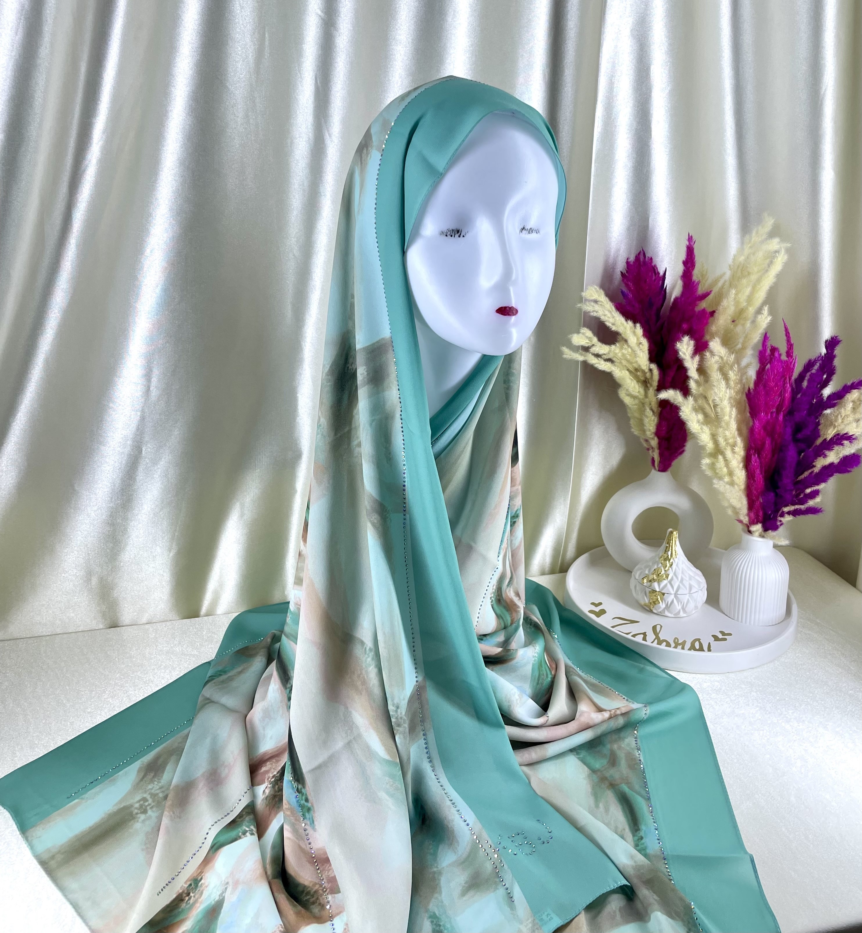 Châle demi crêpe de soie Turqoise