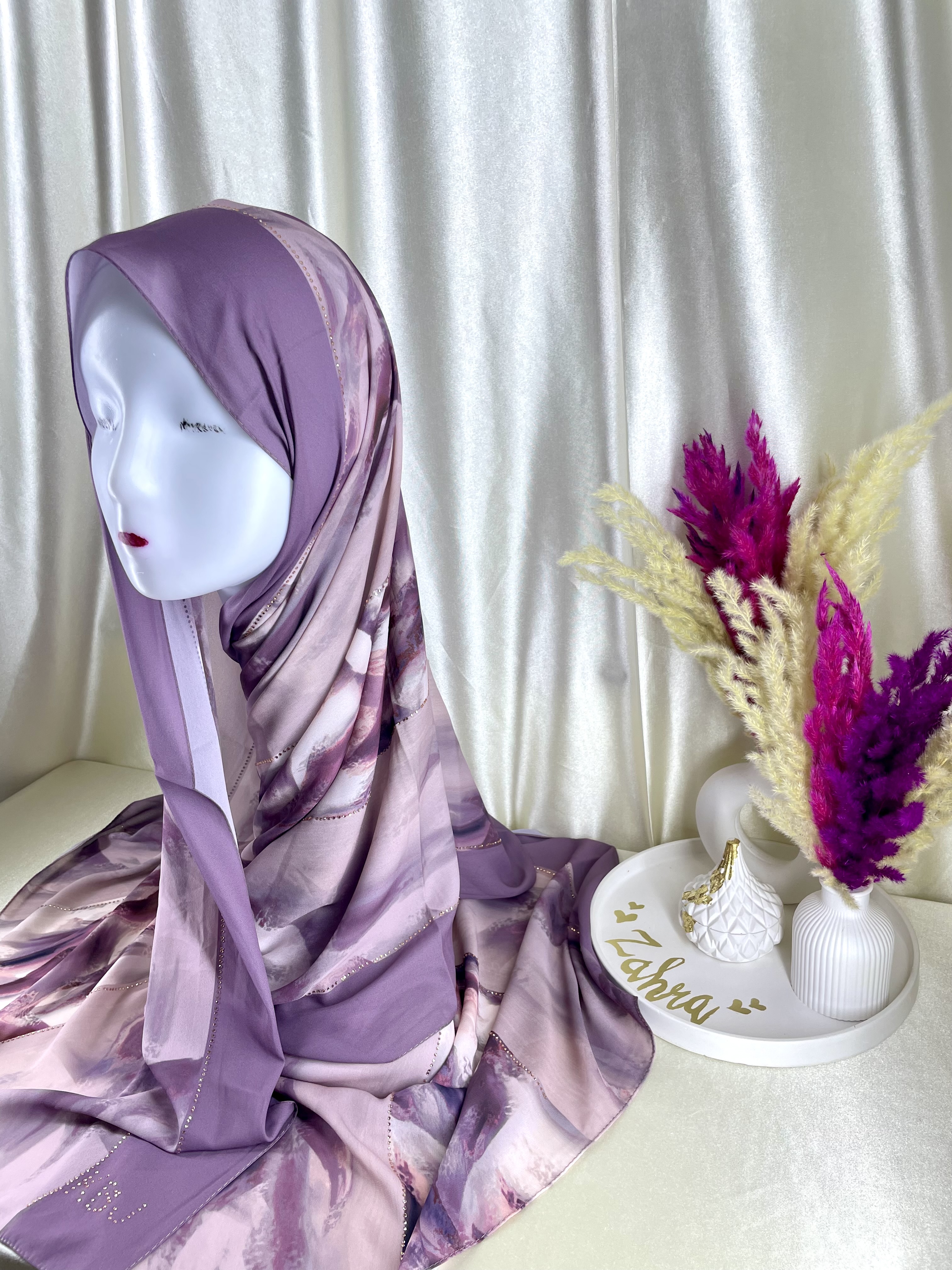 Châle demi crêpe de soie Violet clair