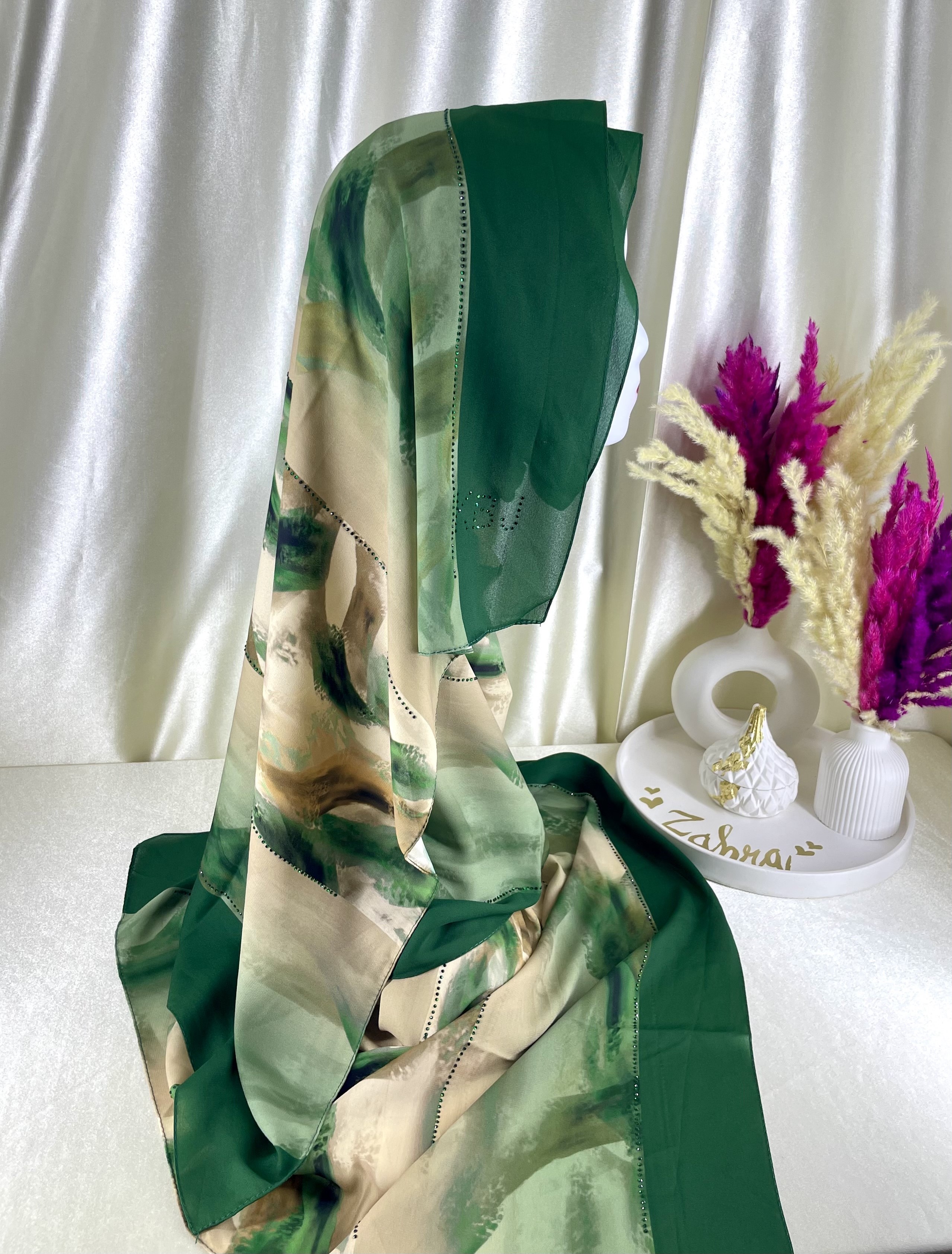 Châle demi crêpe de soie Vert