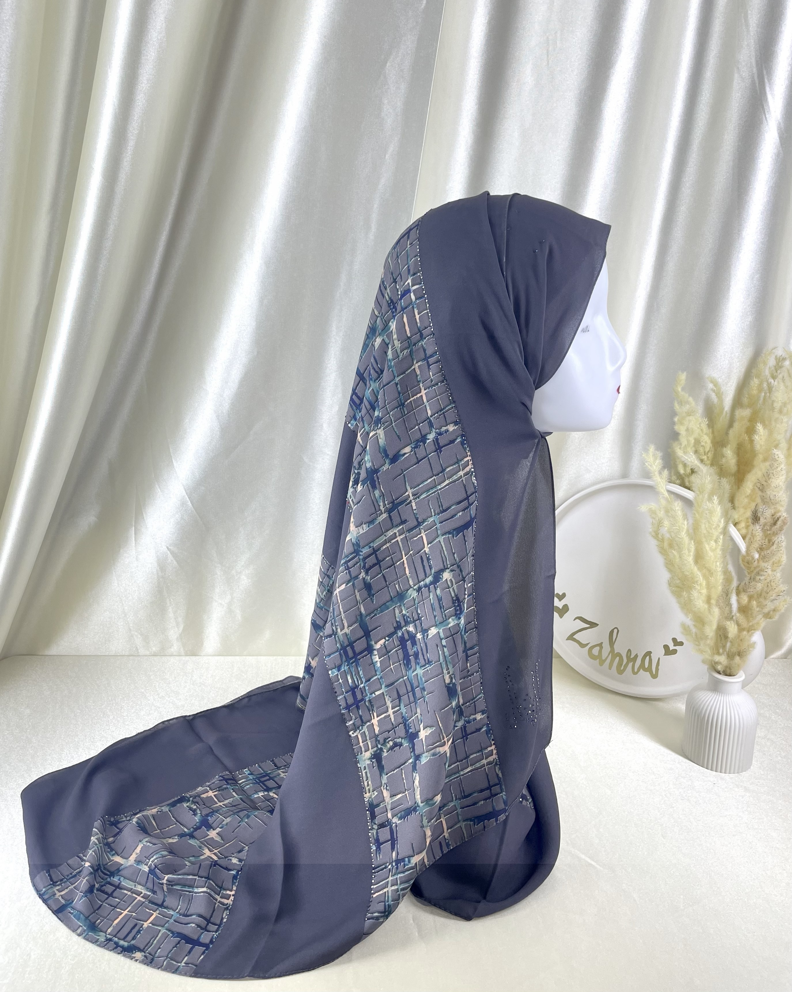 Châle demi crêpe de soie Gris