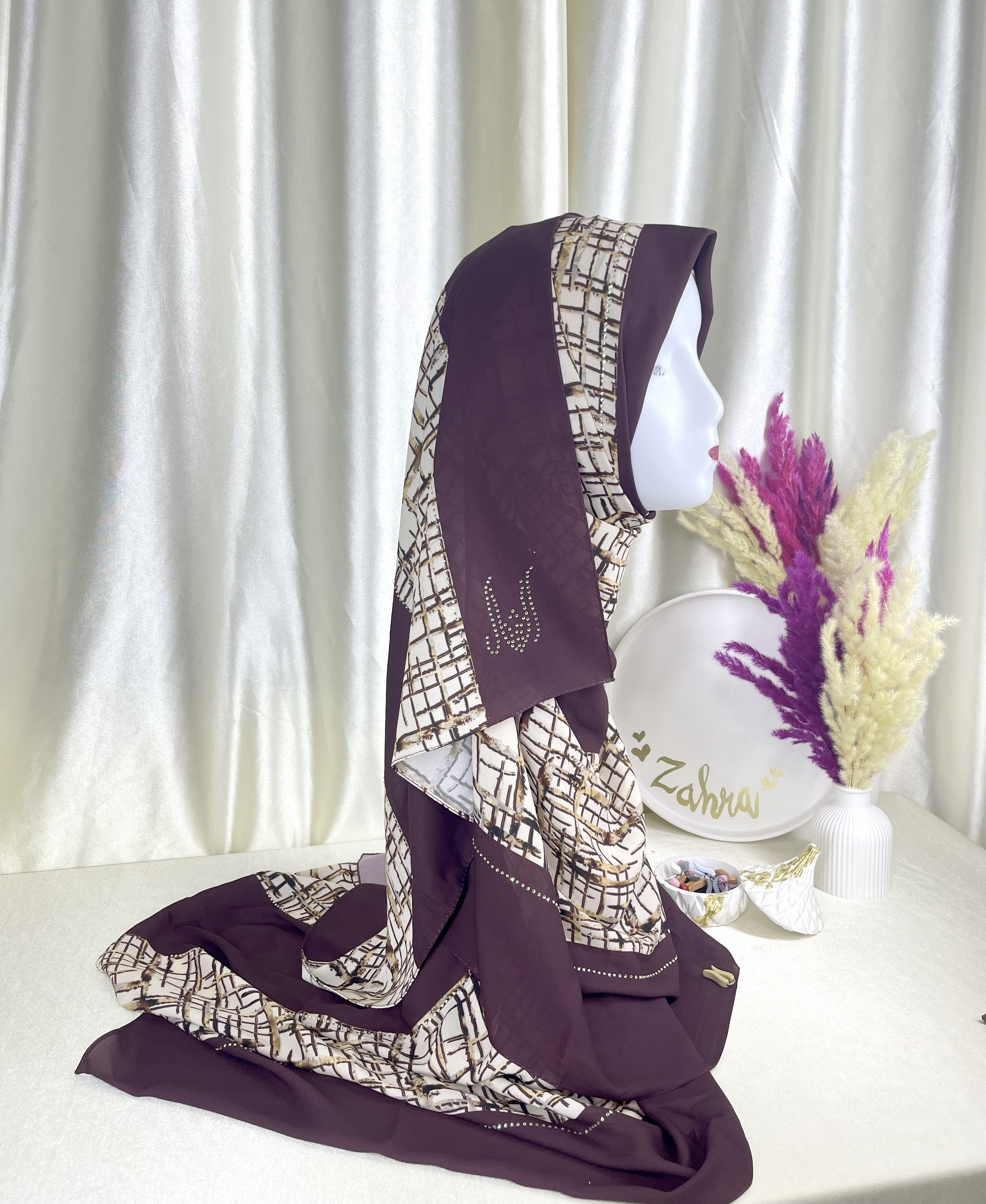 châle demi crêpe de soie Marron