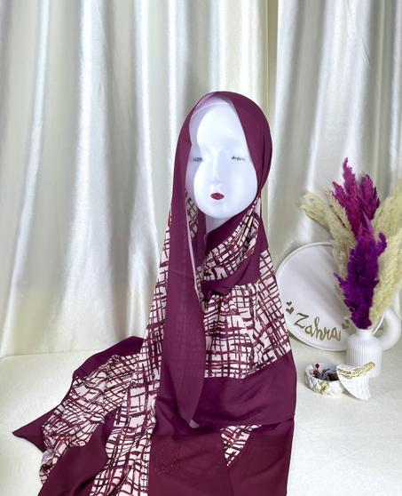 Châle demi crêpe de soie bordeaux