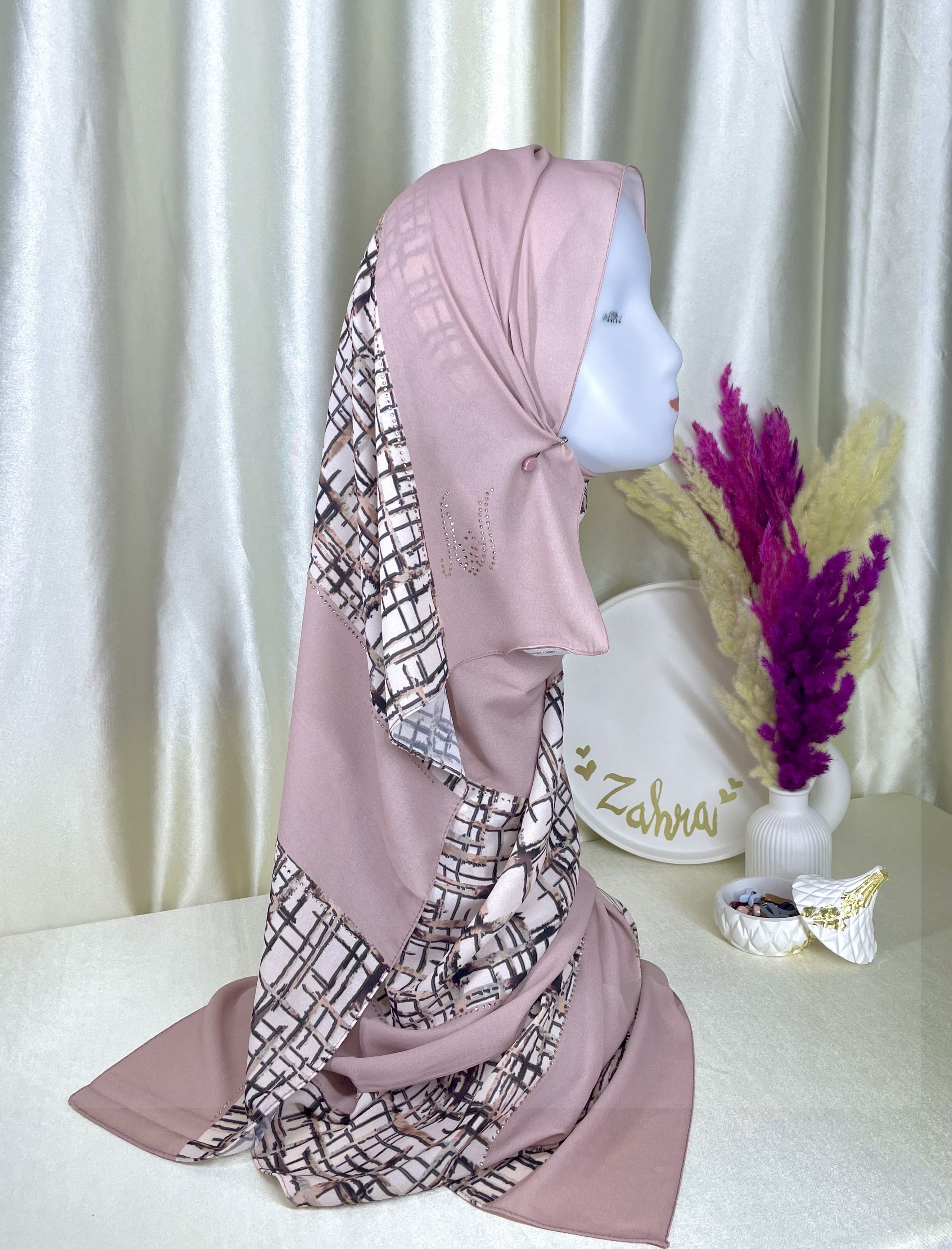 Châle demi crêpe de soie Blush pink