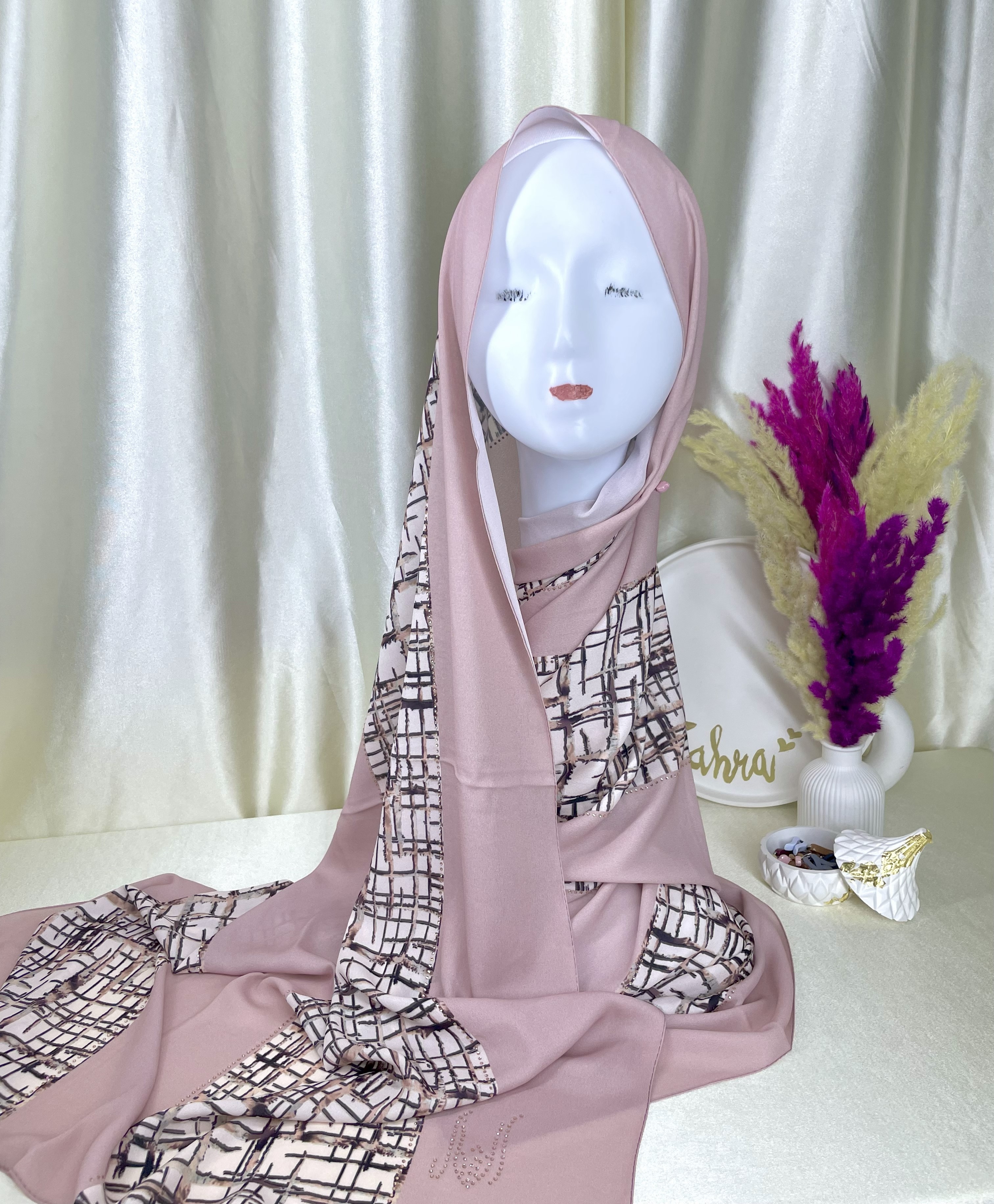 Châle demi crêpe de soie Blush pink