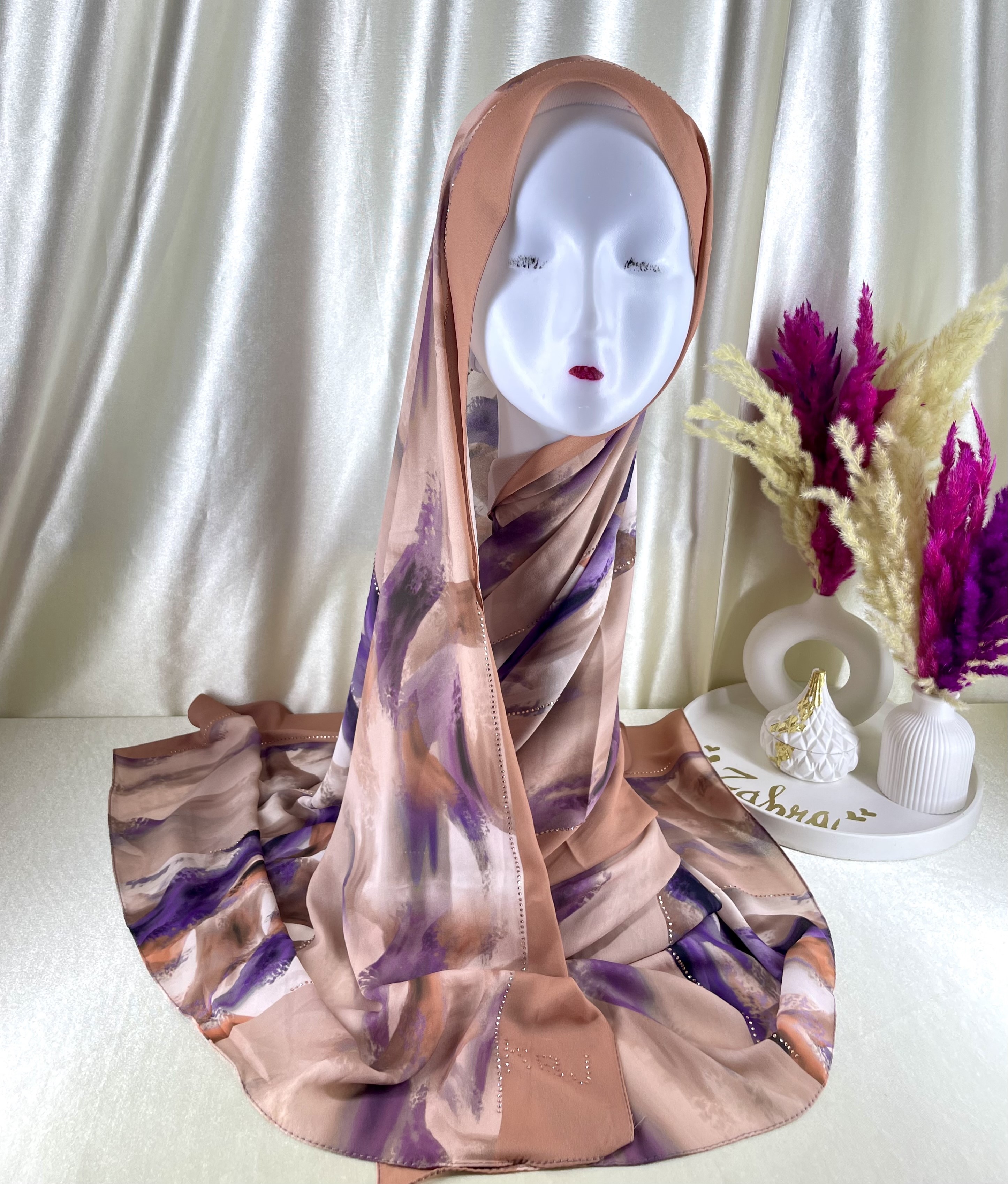 Châle demi crêpe de soie Pêche