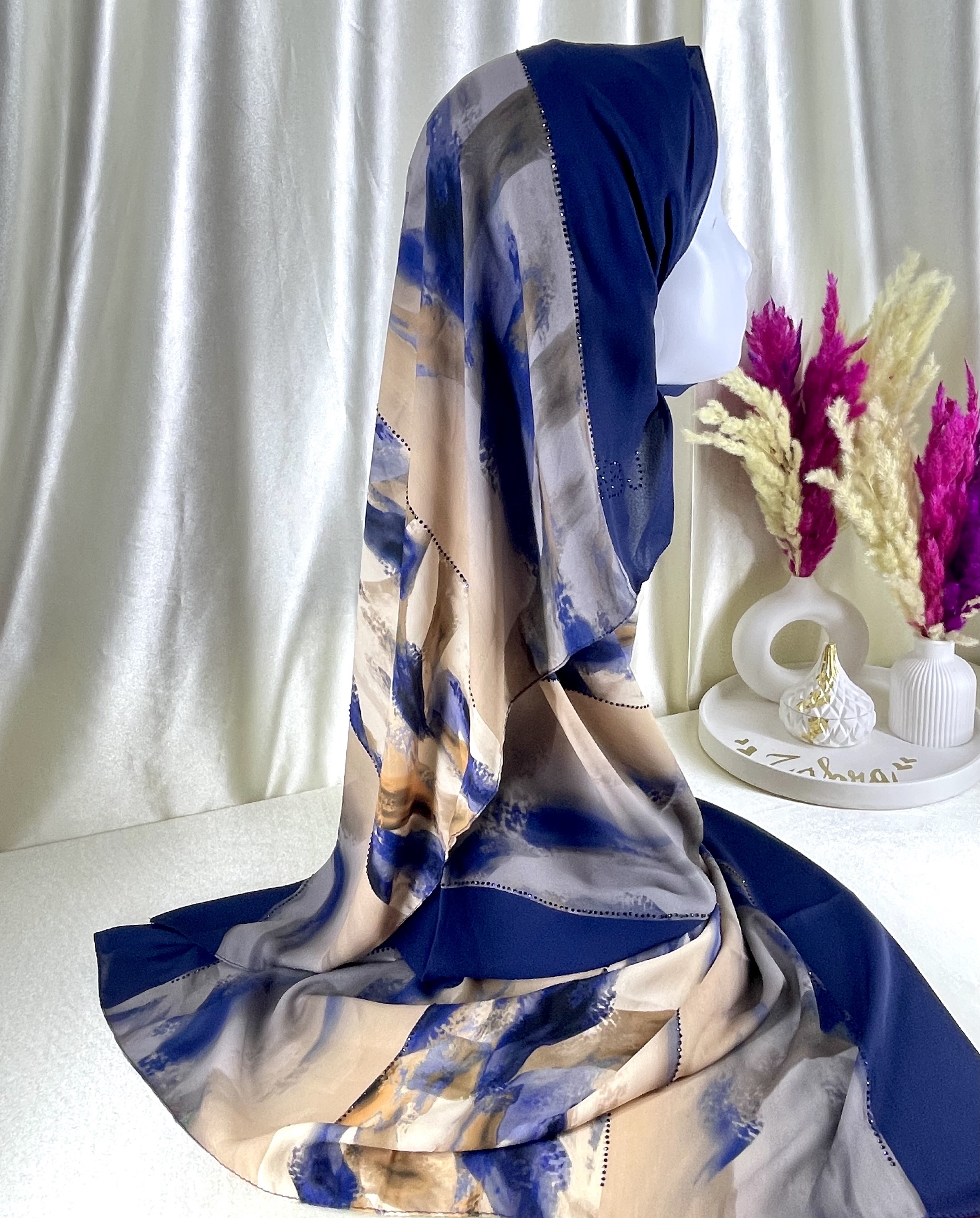 Châle demi crêpe de soie Blue nuit