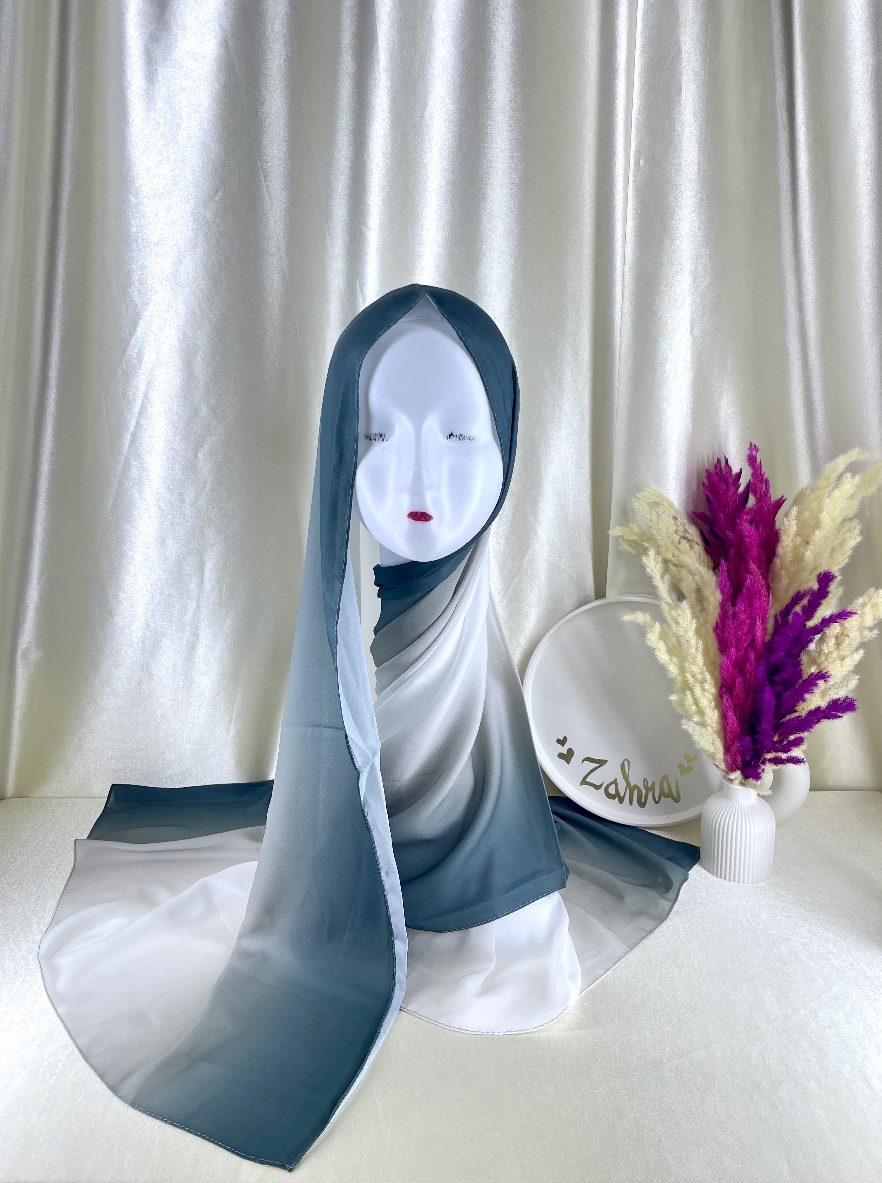 crêpe dégradé bleu pétrole