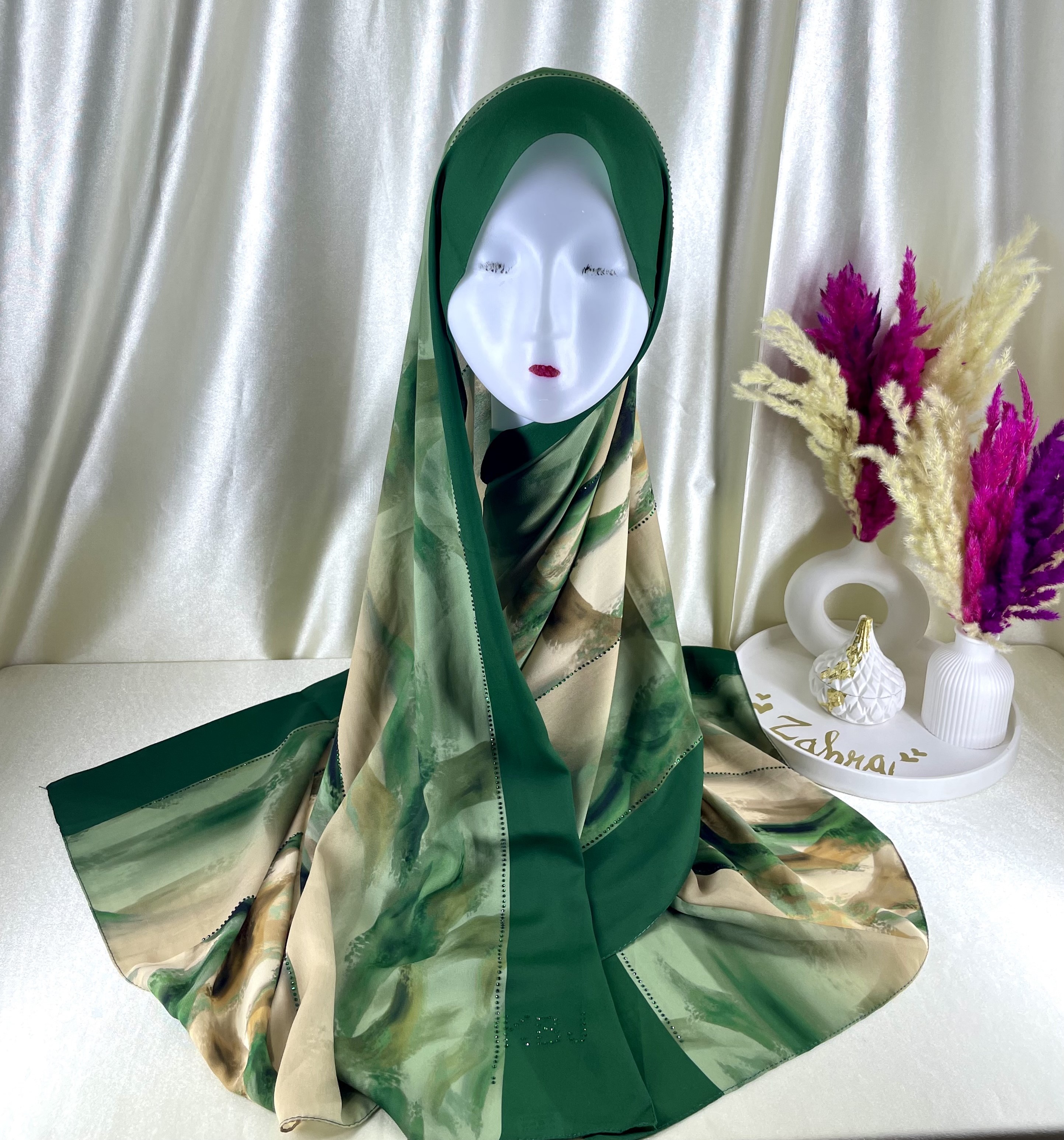 Châle demi crêpe de soie Vert