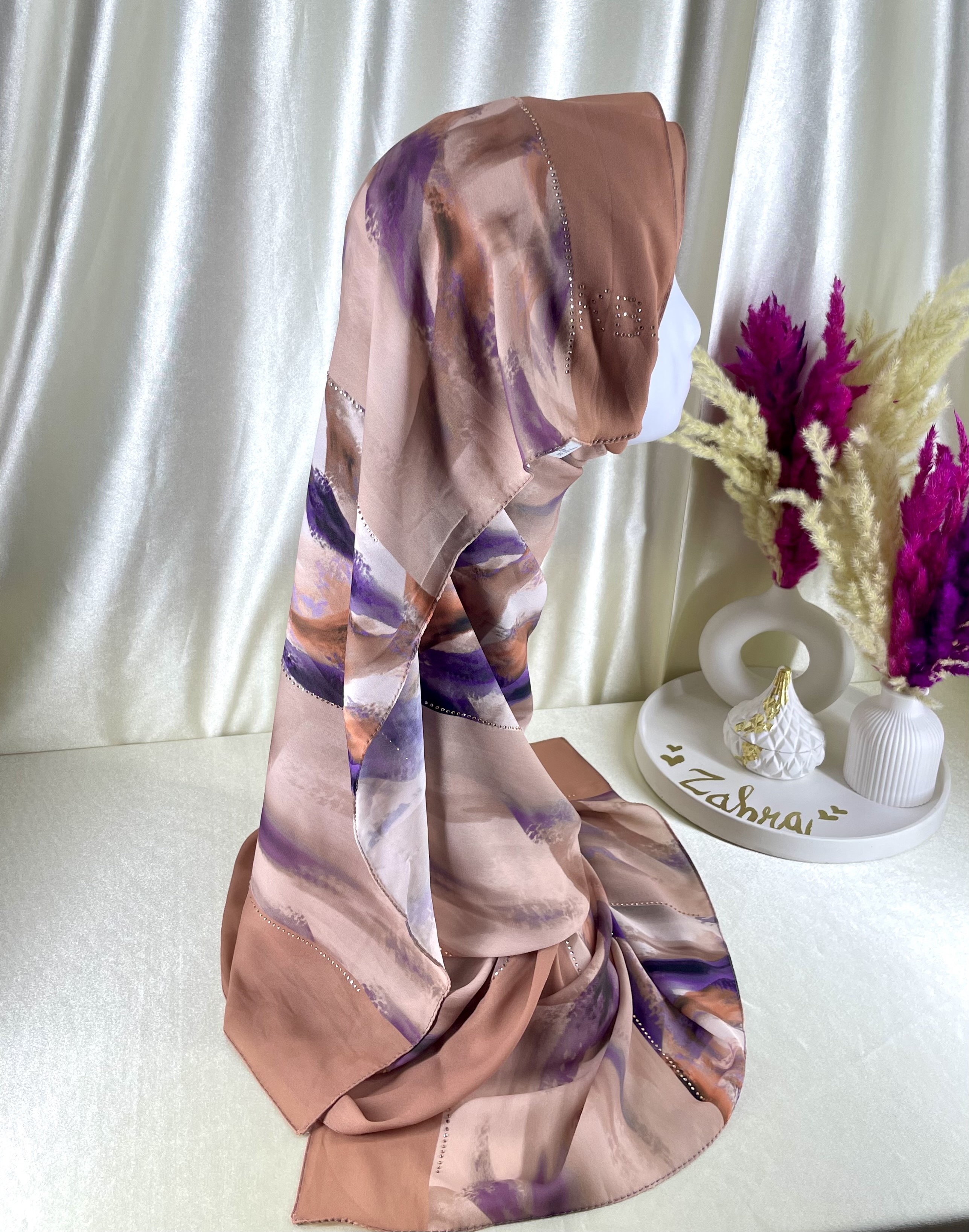 Châle demi crêpe de soie Pêche