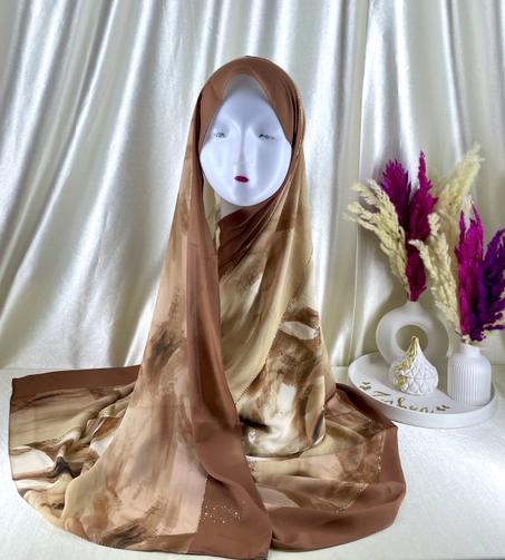 Châle demi crêpe de soie Marron clair