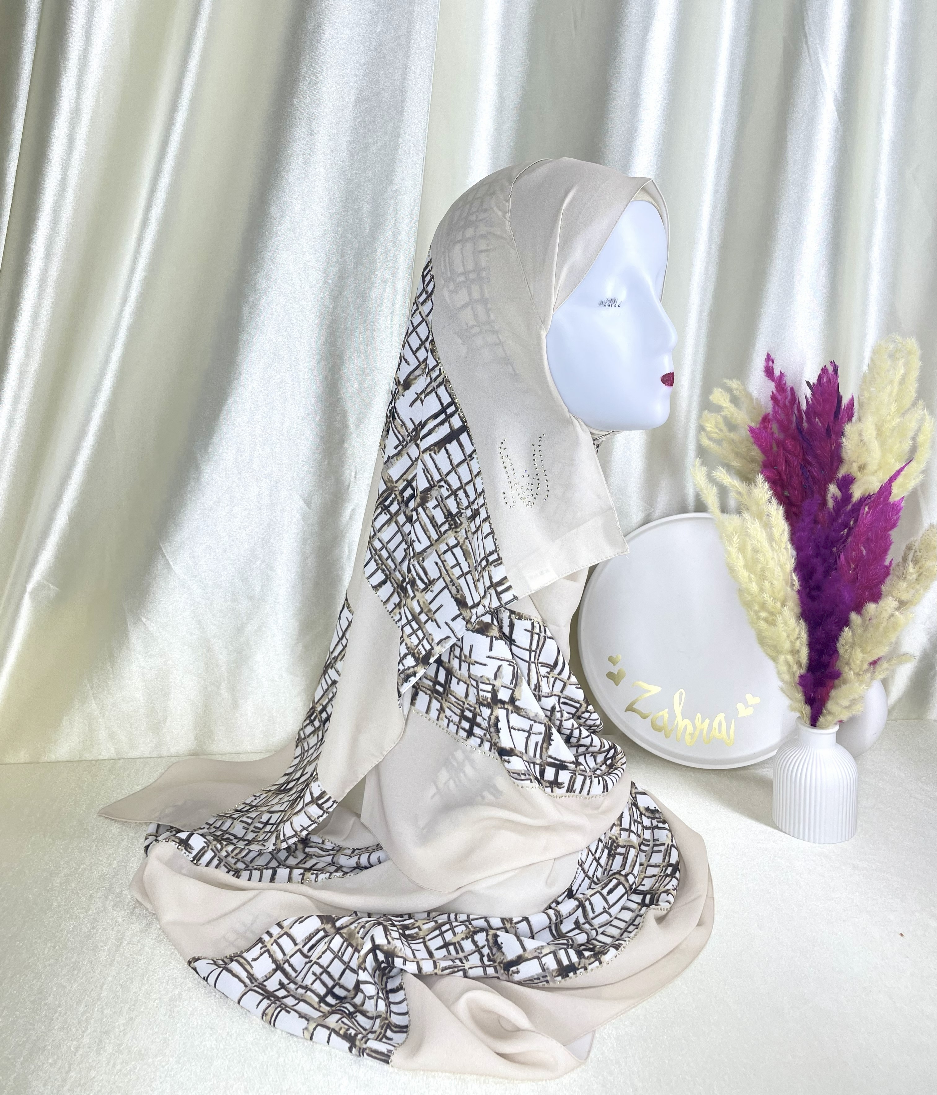 Châle demi crêpe de soie beige clair