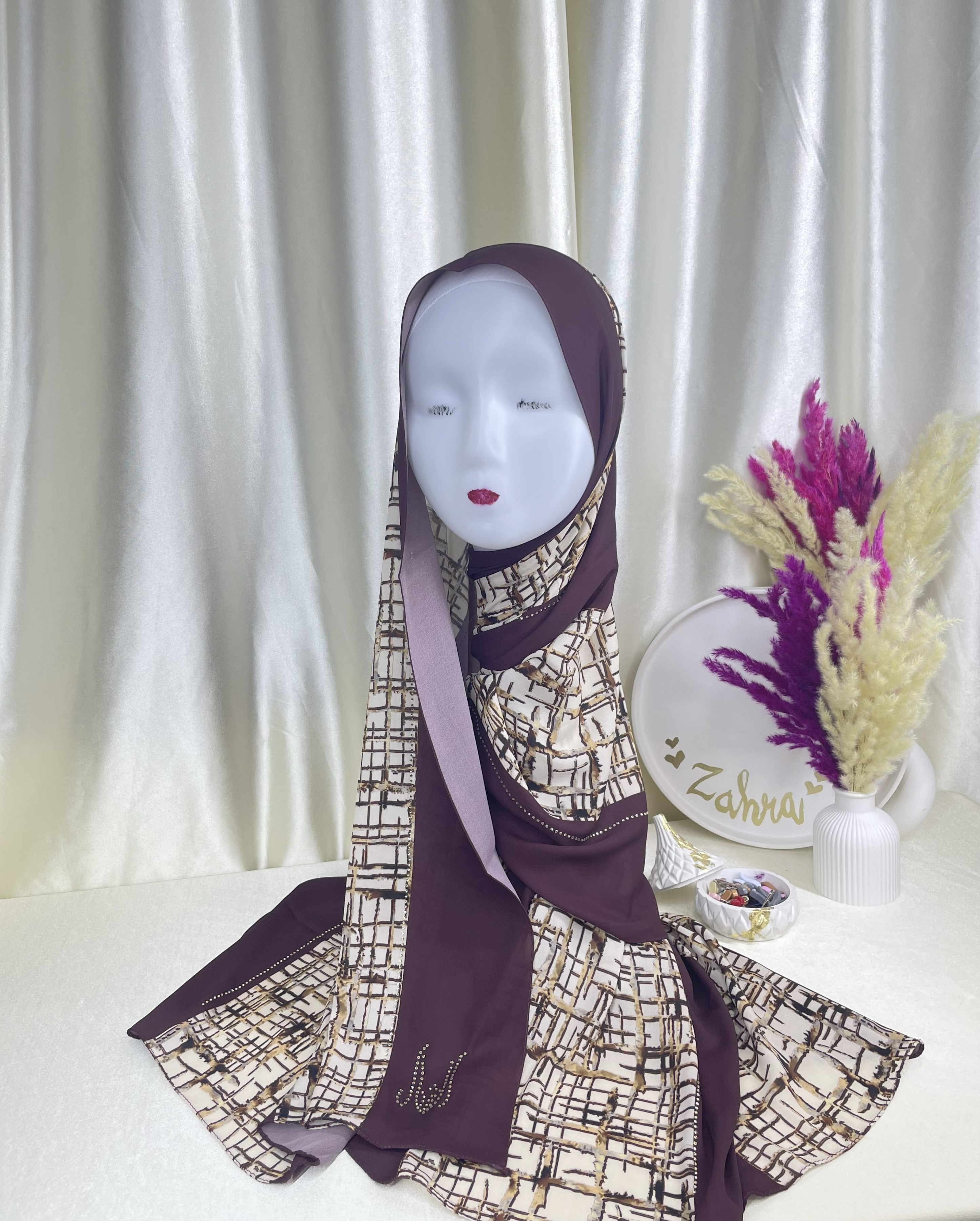 châle demi crêpe de soie Marron