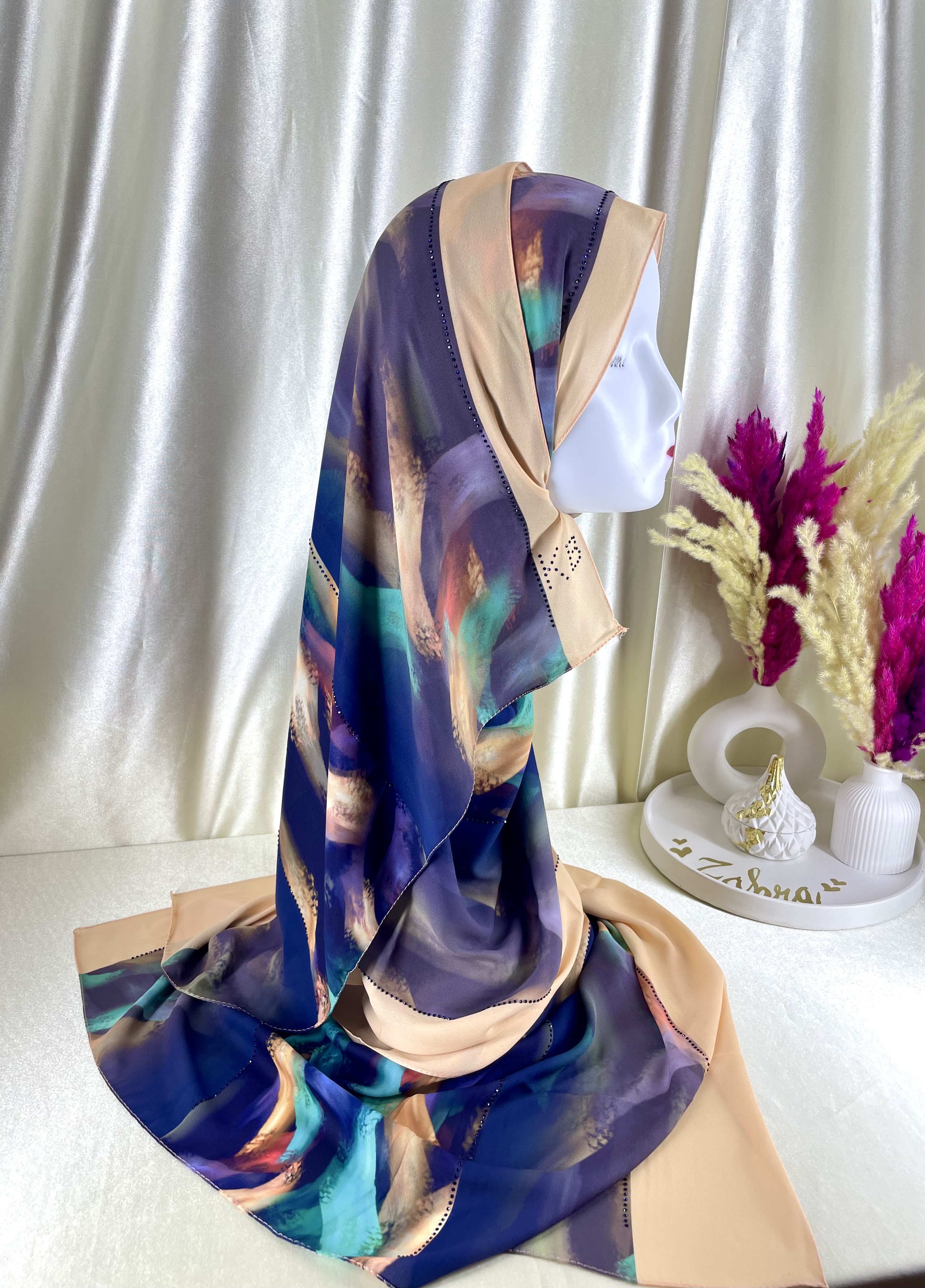 Châle demi crêpe de soie Multicolore