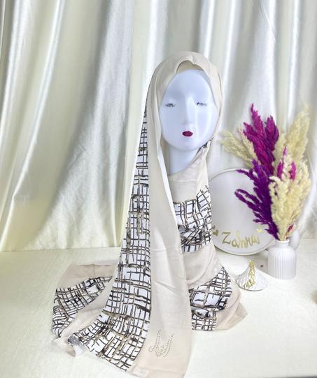 Châle demi crêpe de soie beige clair