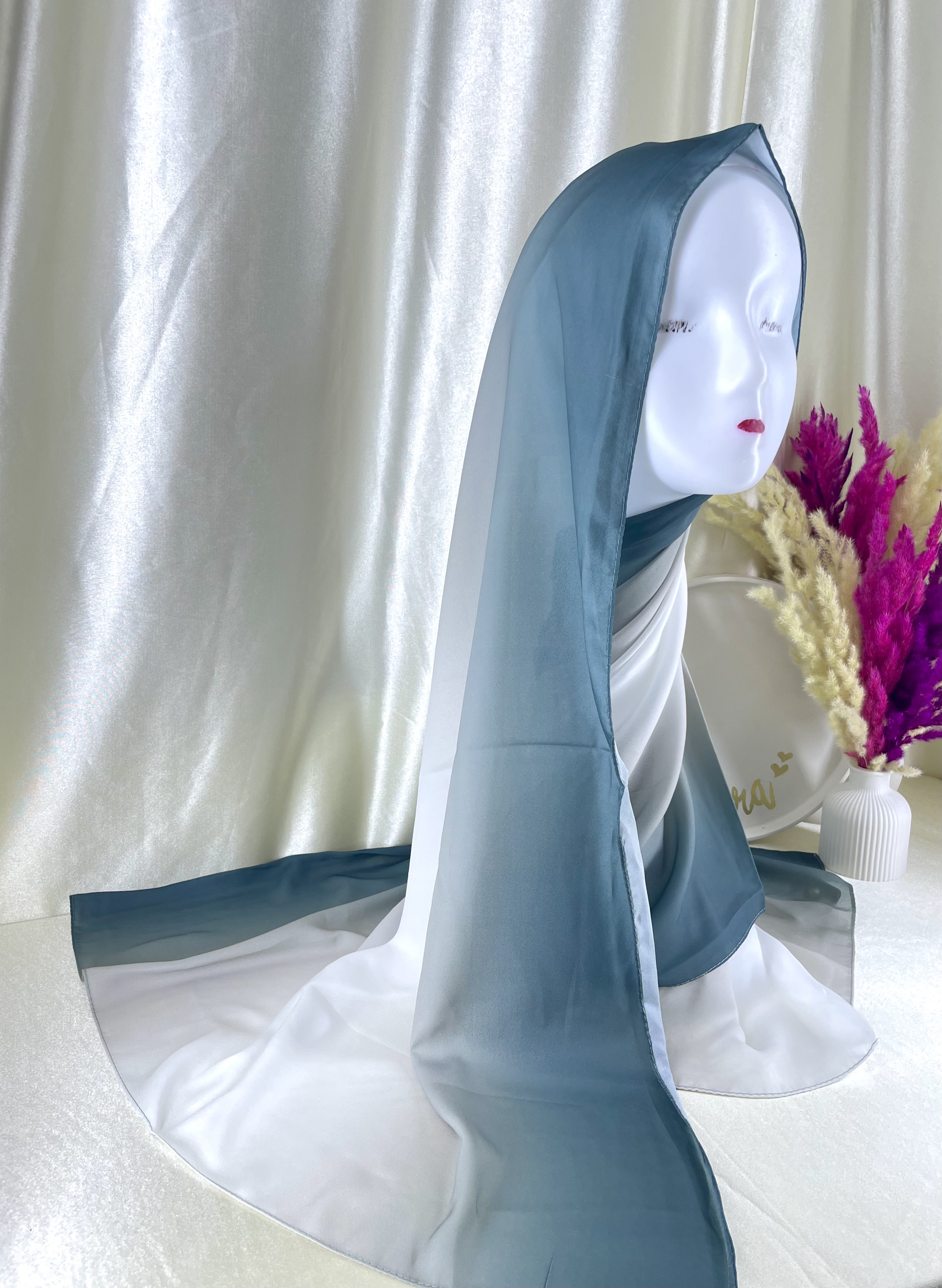 crêpe dégradé bleu pétrole