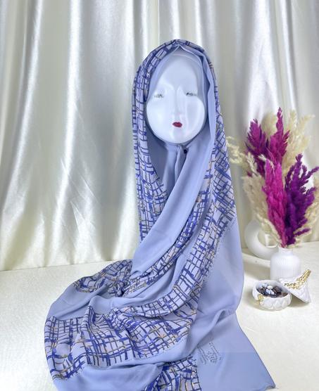 Châle demi crêpe de soie Bleu Berry