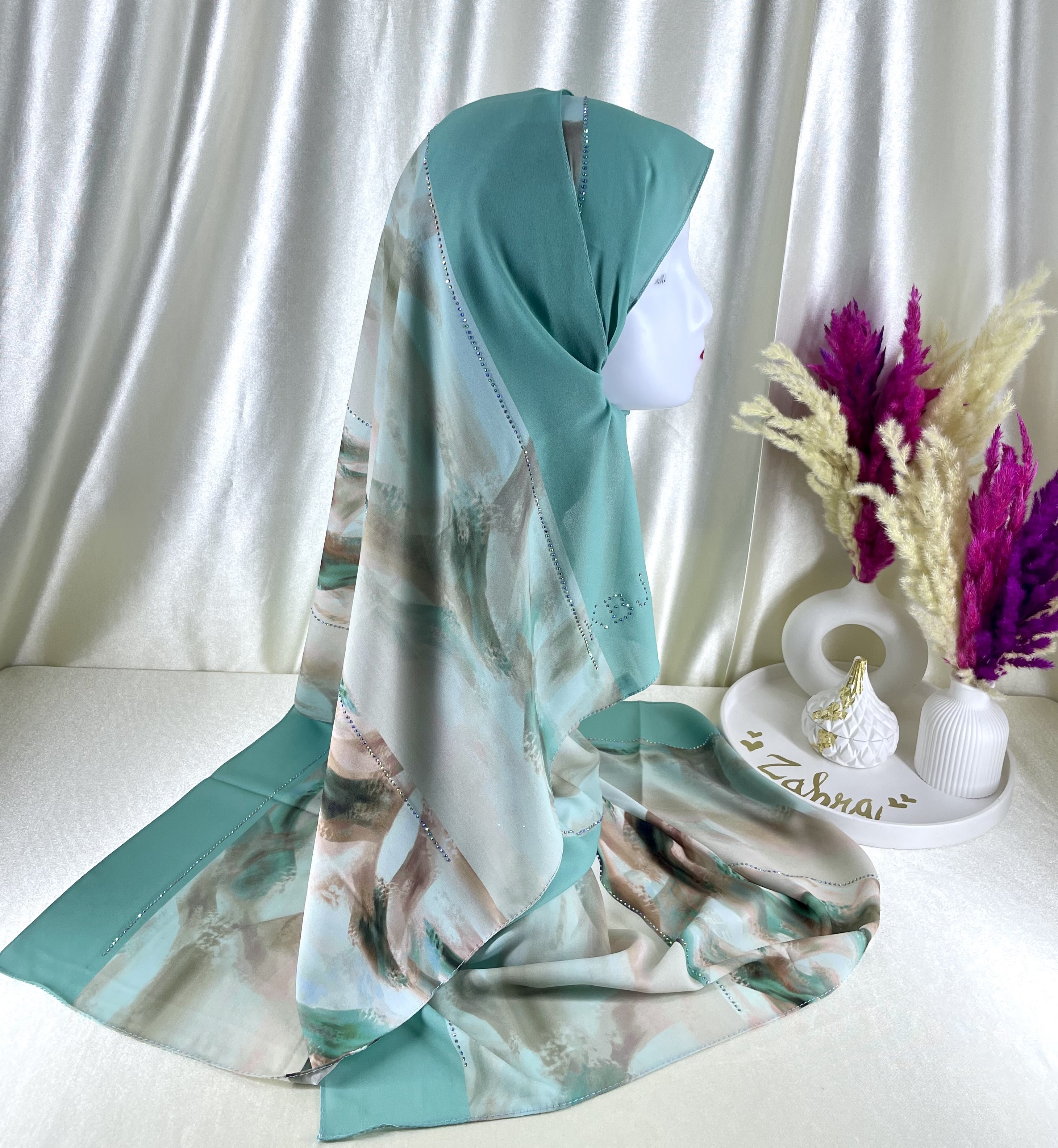 Châle demi crêpe de soie Turqoise