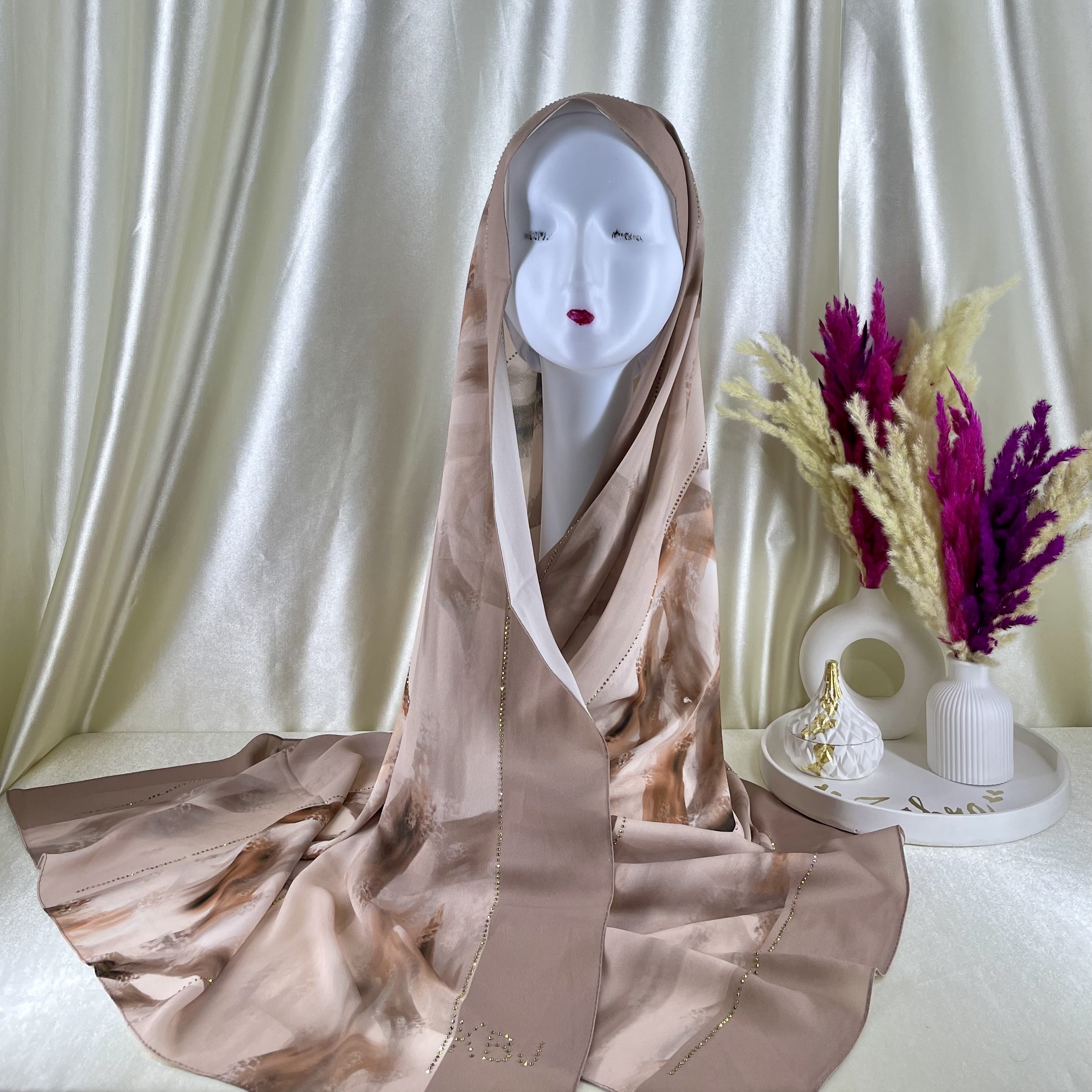 Châle demi crêpe de soie Beige clair