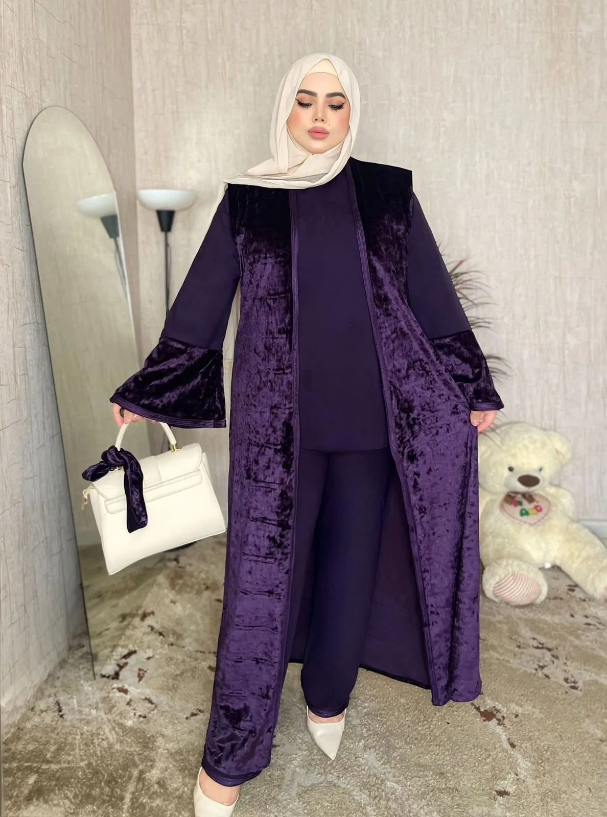 ELISSYA ™ Ensemble 3P Velours & Crêpe