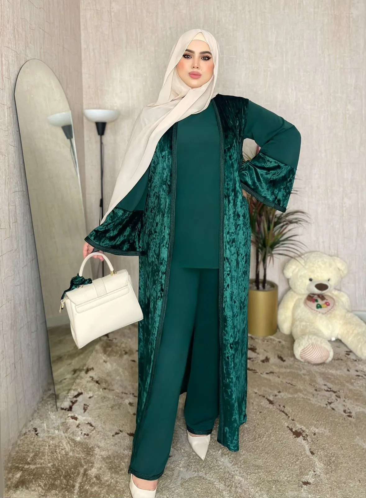 ELISSYA ™ Ensemble 3P Velours & Crêpe
