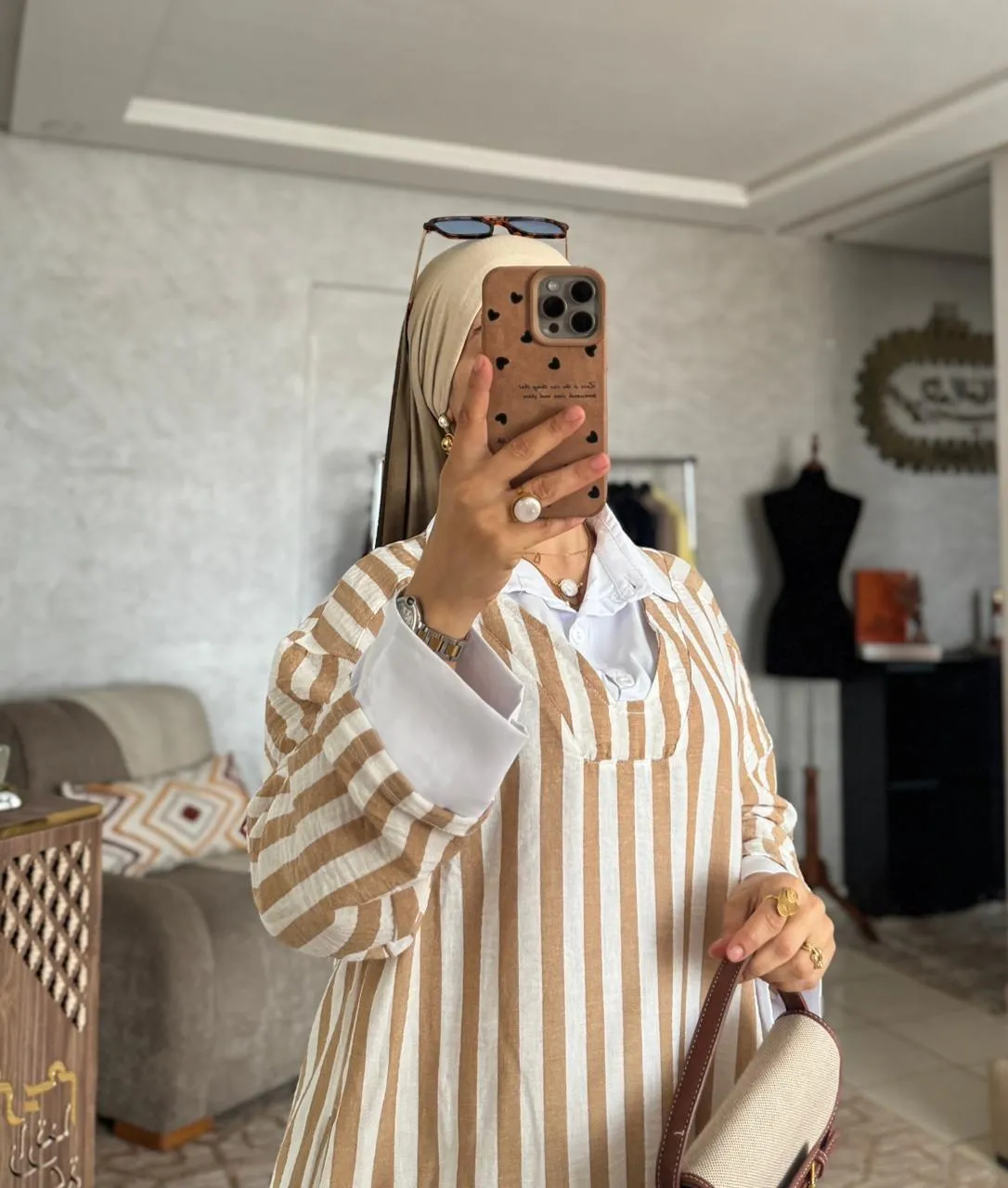 Robe col chemise rayée