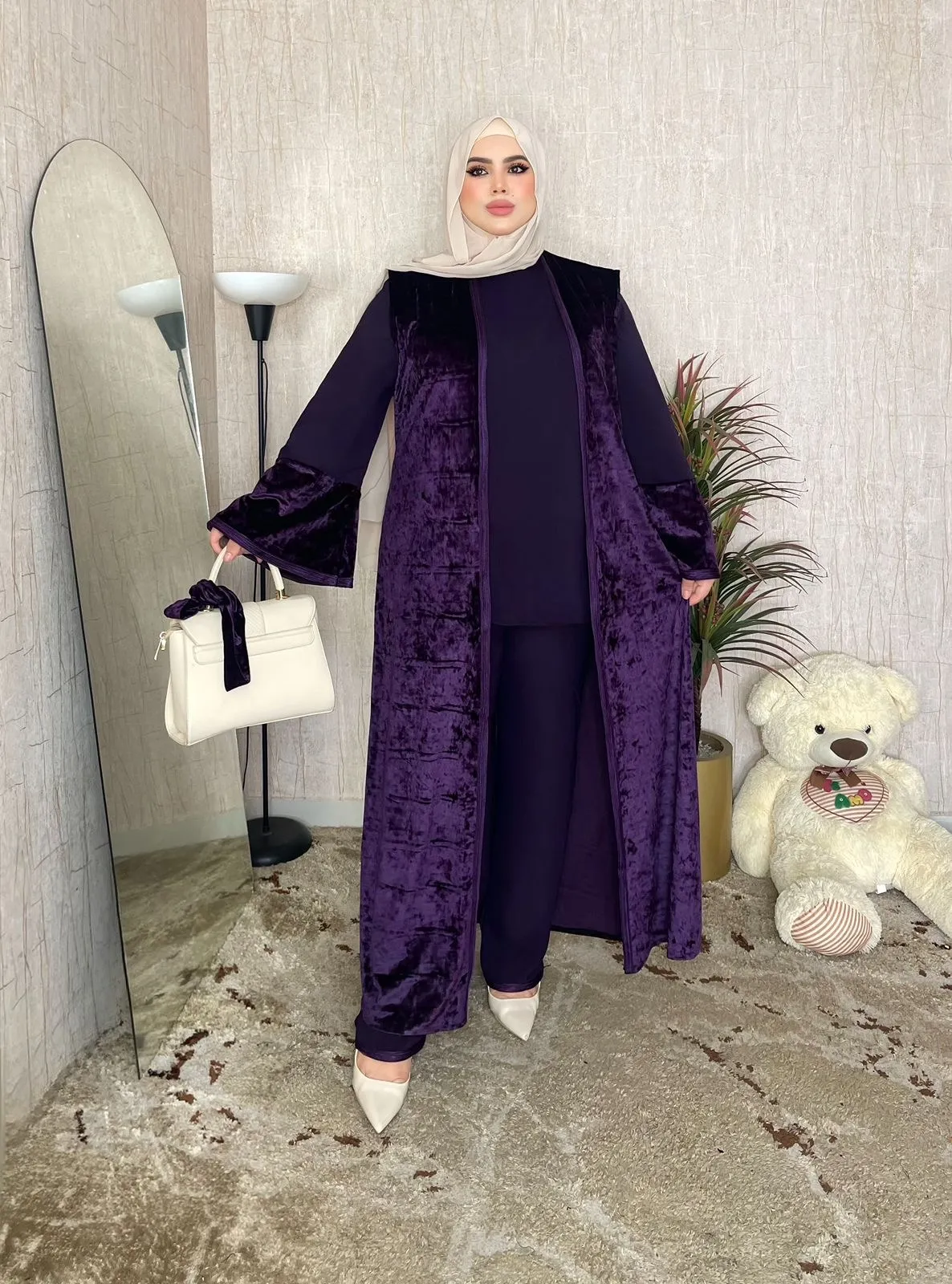 ELISSYA ™ Ensemble 3P Velours & Crêpe