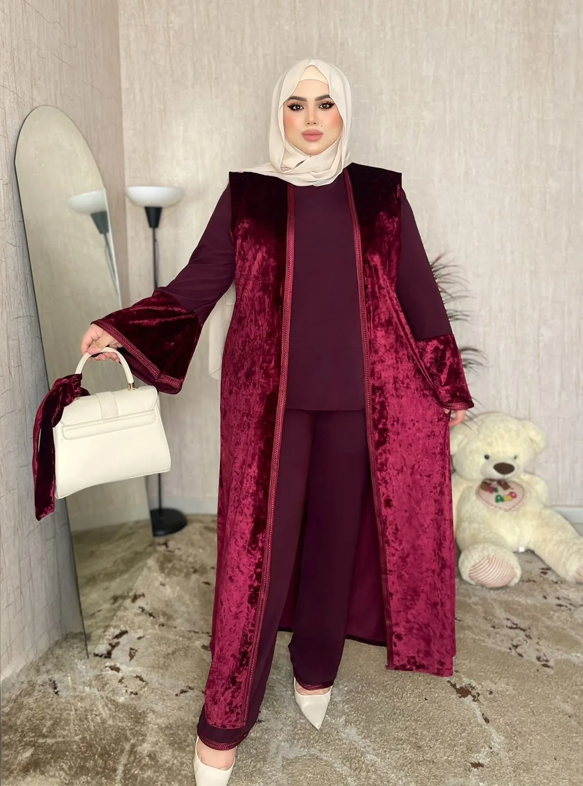 ELISSYA ™ Ensemble 3P Velours & Crêpe