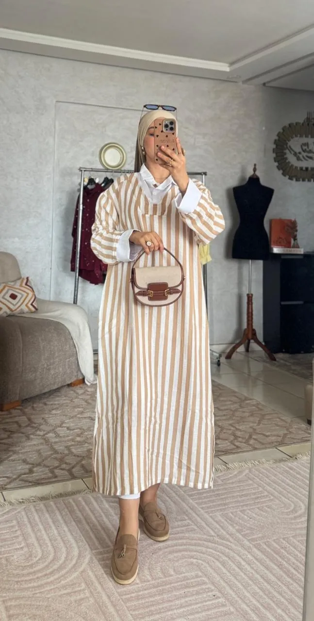 Robe col chemise rayée